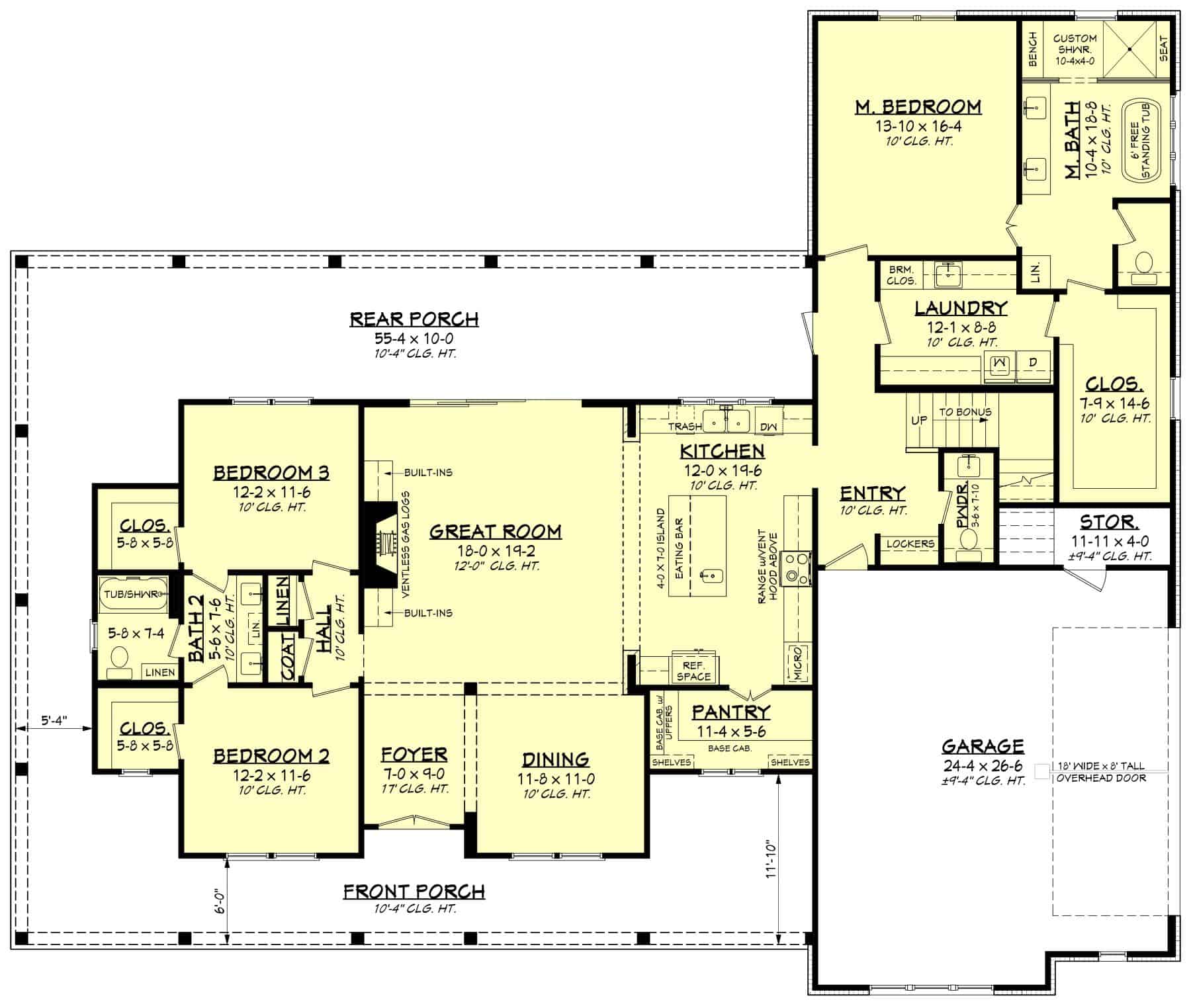 Main Level of Modern Farmhouse Plan #142-1466