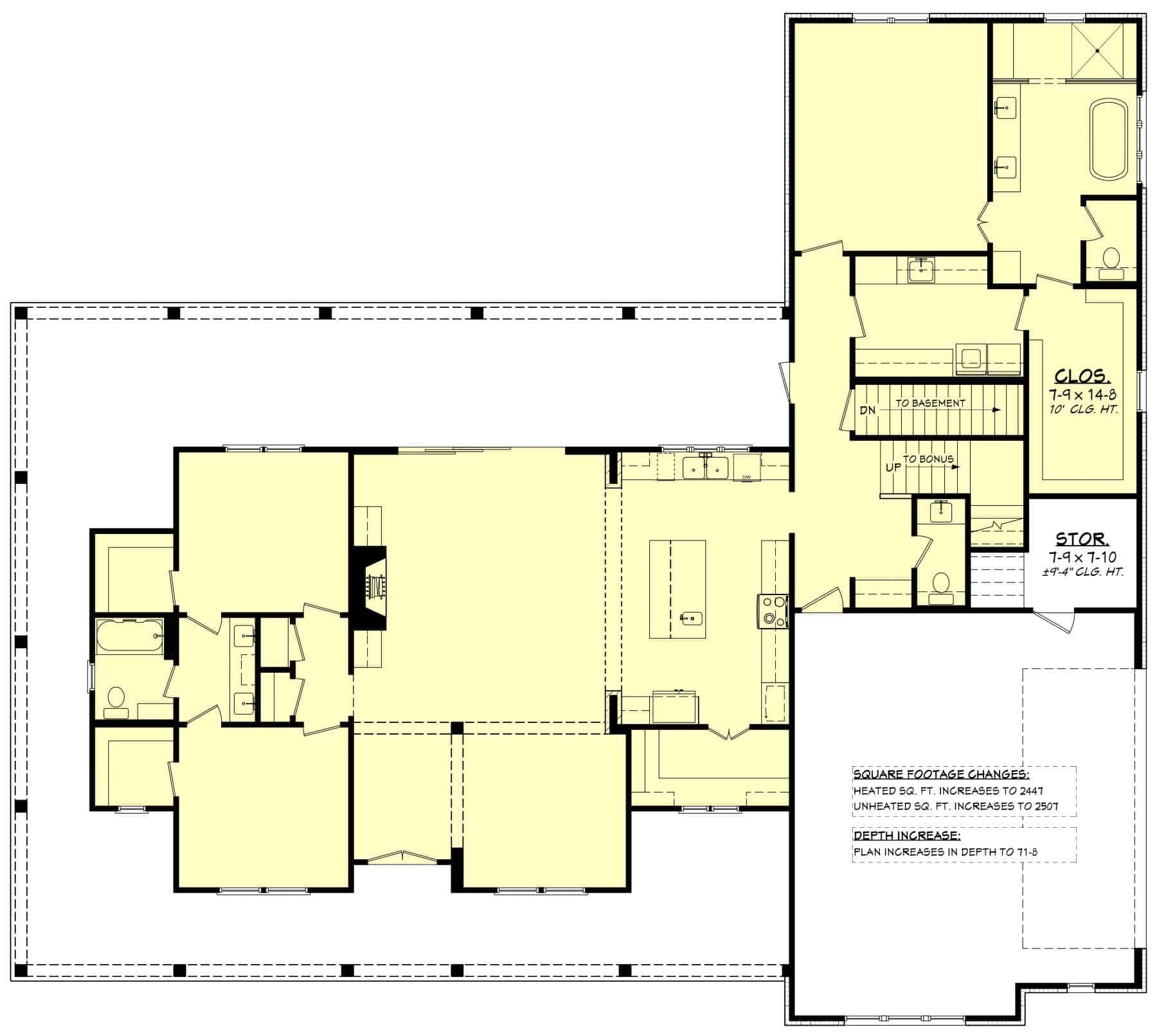 Main Level of Modern Farmhouse Plan #142-1466