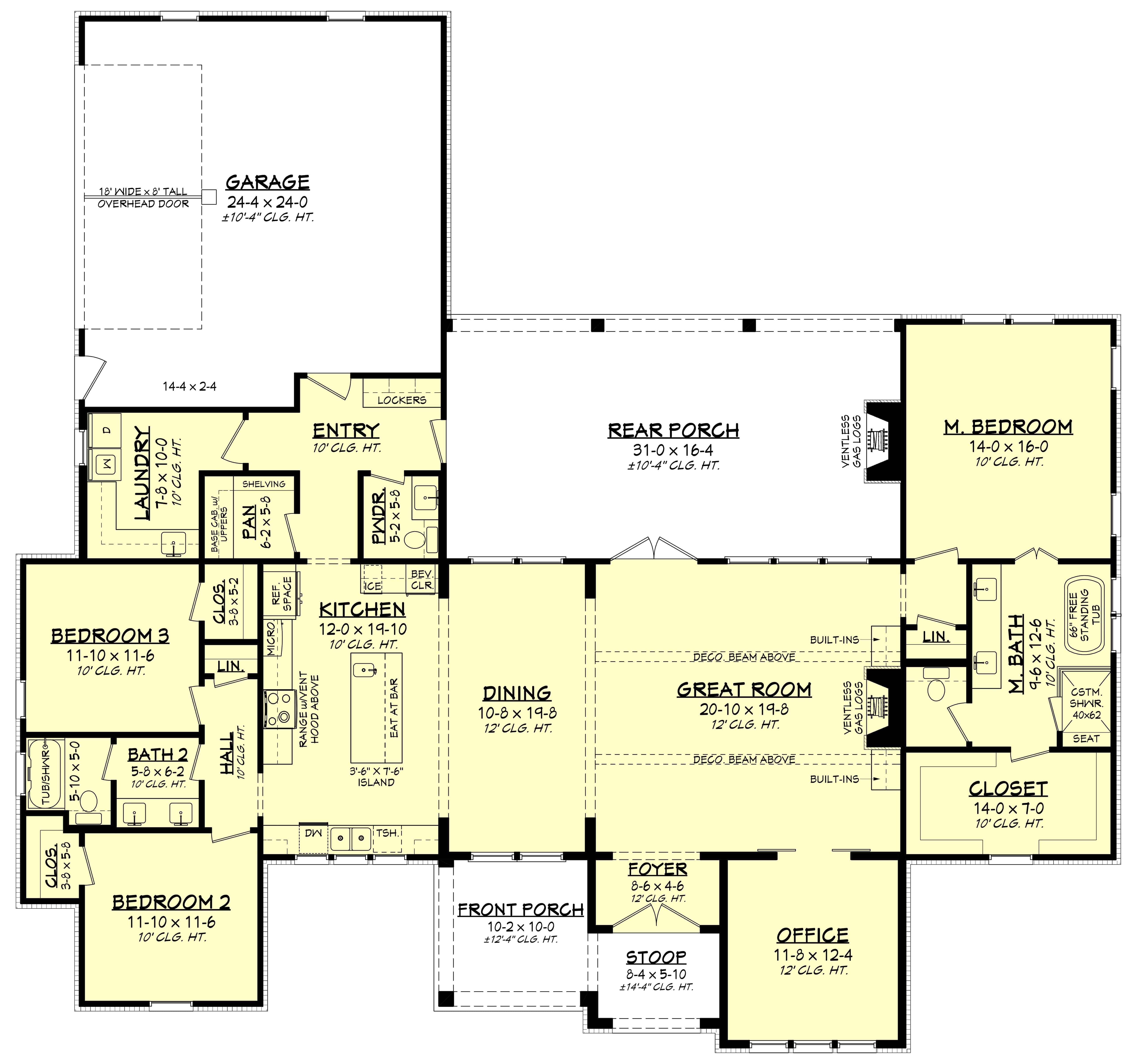 Main Level of Modern Farmhouse Plan #142-1467