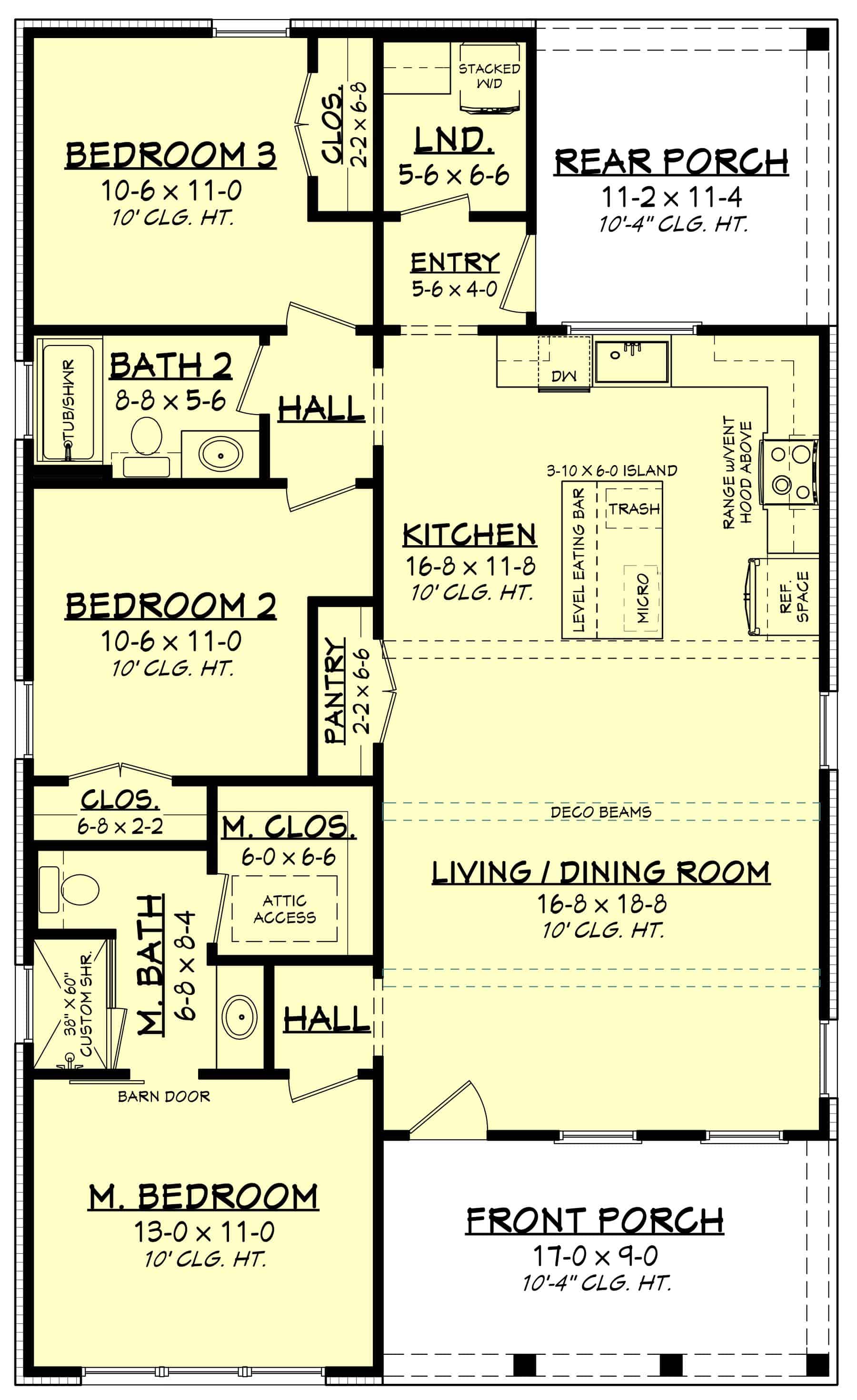 Main Level of Small House Plans #142-1468