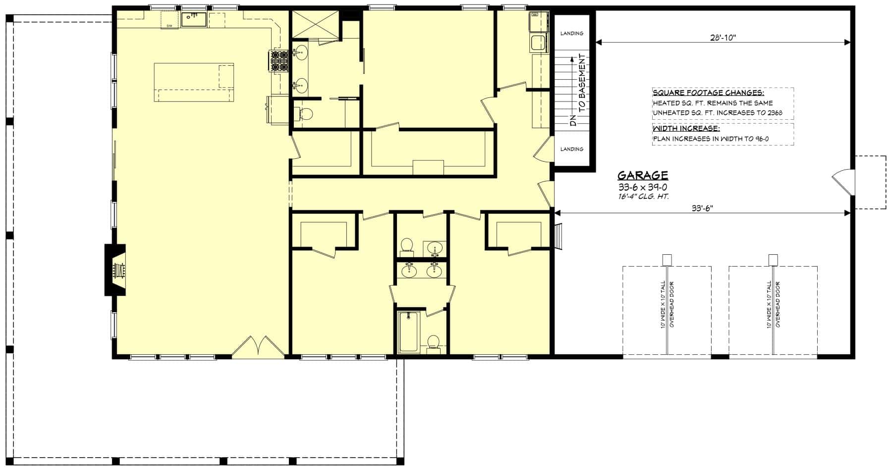 Main Level of Barn Style Plan #142-1470