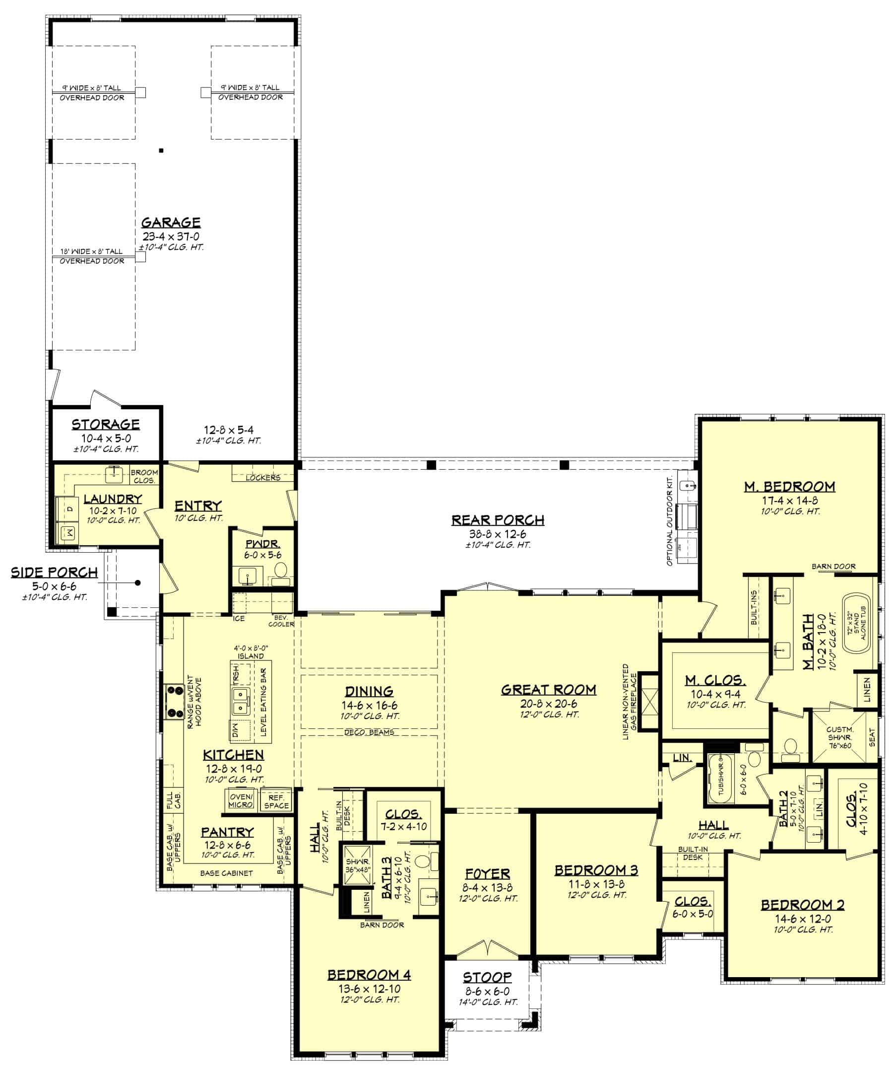 Main Level of Modern Farmhouse Plan #142-1471