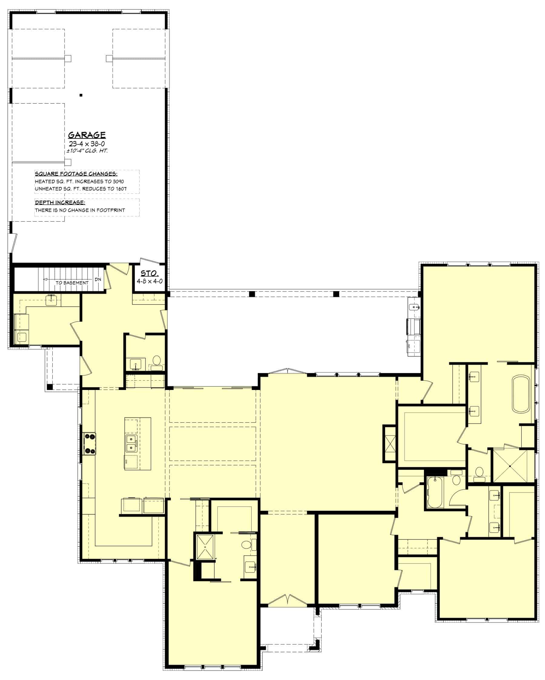 Main Level of Modern Farmhouse Plan #142-1471