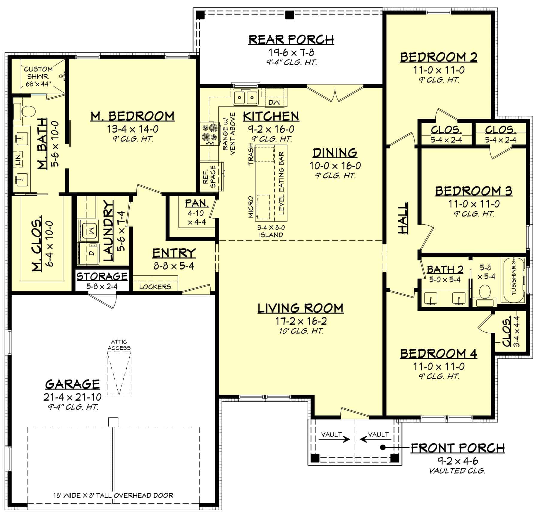 Main Level of Modern Farmhouse Plan #142-1472