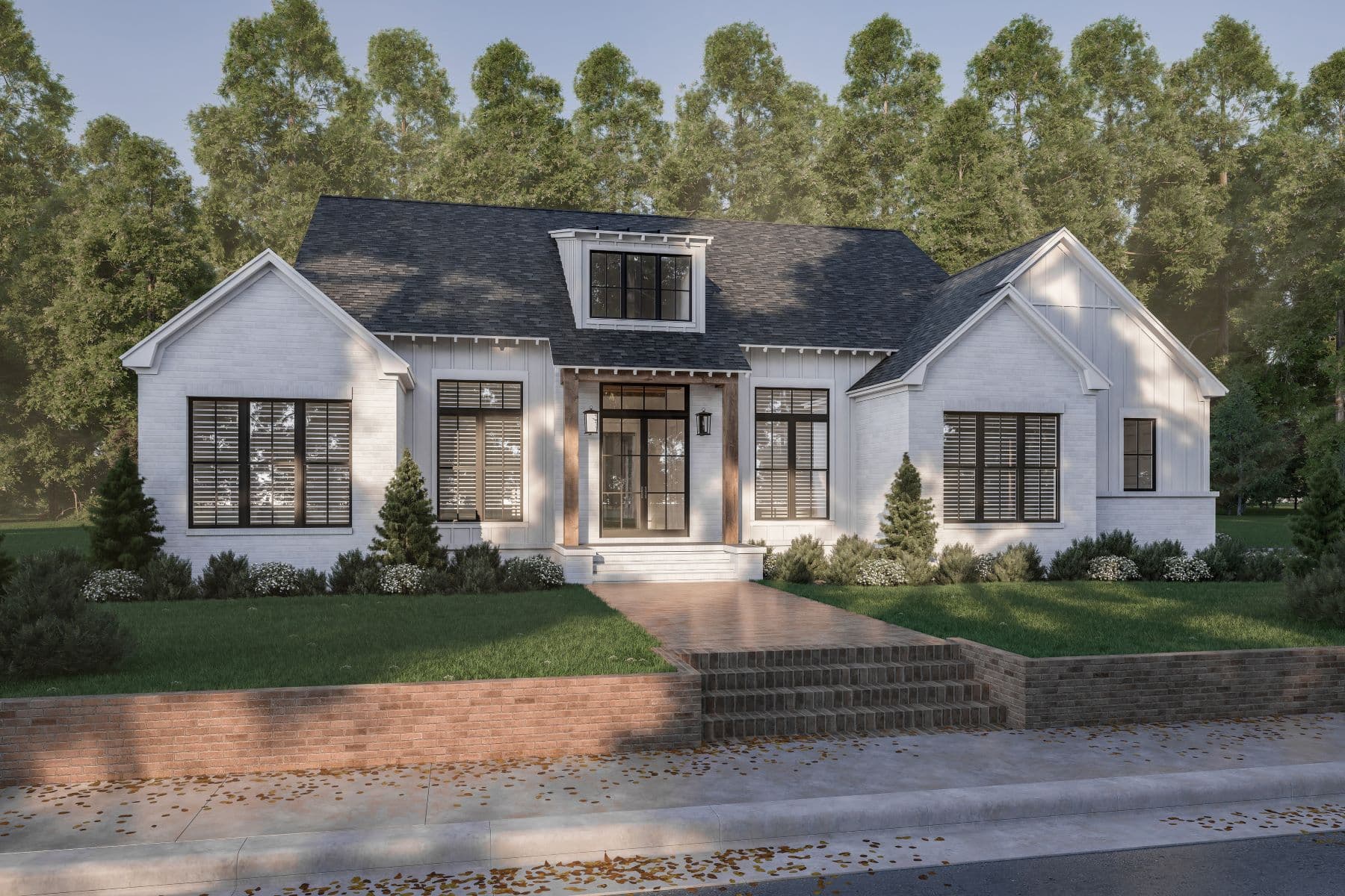 Front elevation of Transitional home (ThePlanCollection: House Plan #142-1473)