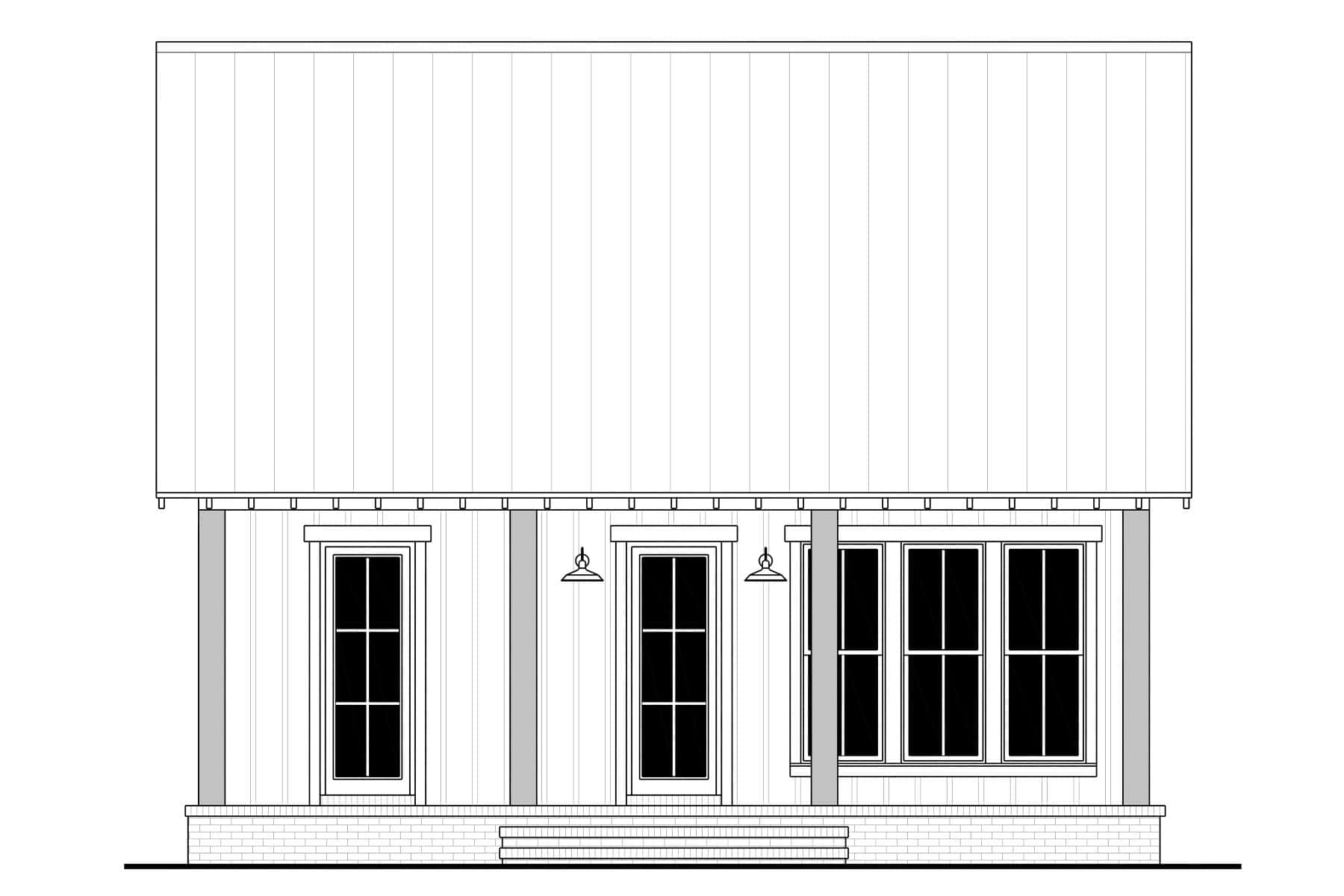 Home Plan Rear Elevation of this 2-Bedroom,960 Sq Ft Plan -142-1474