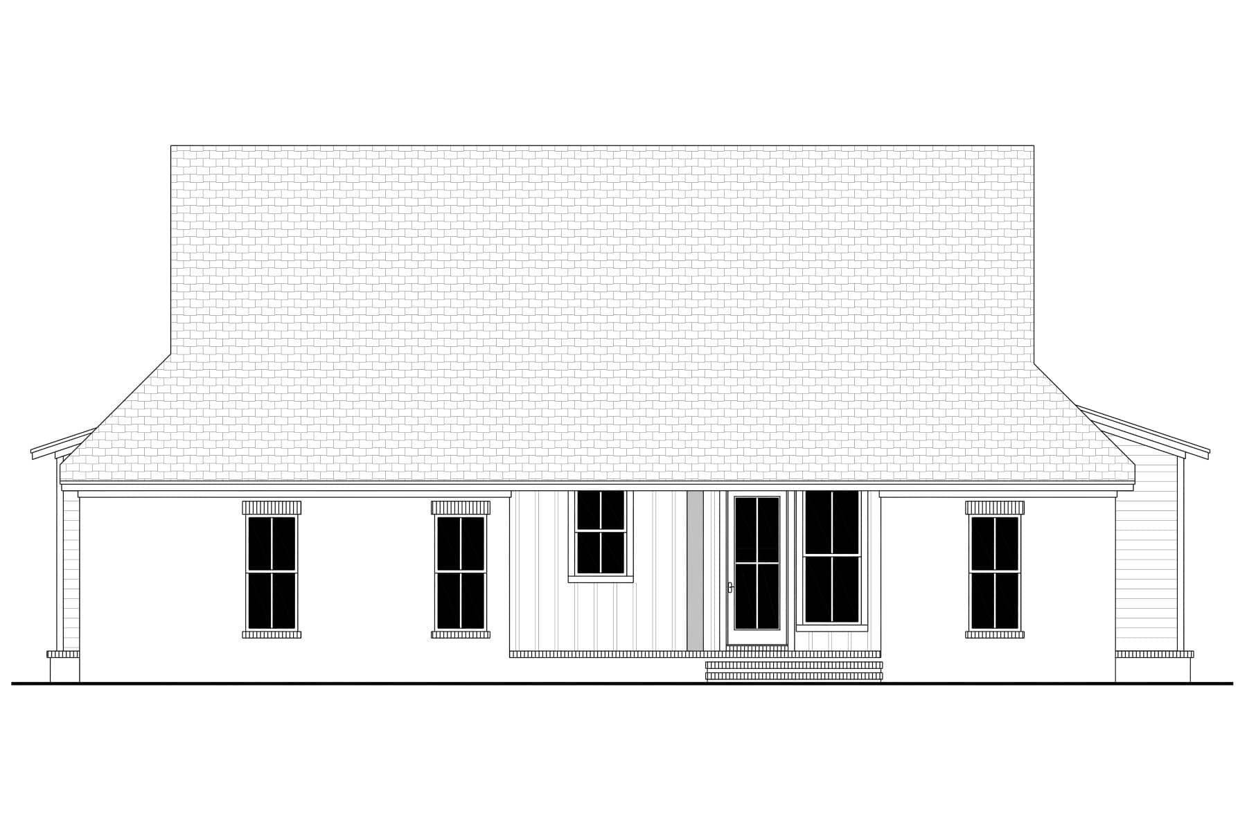 Home Plan Rear Elevation of this 4-Bedroom,1800 Sq Ft Plan -142-1475