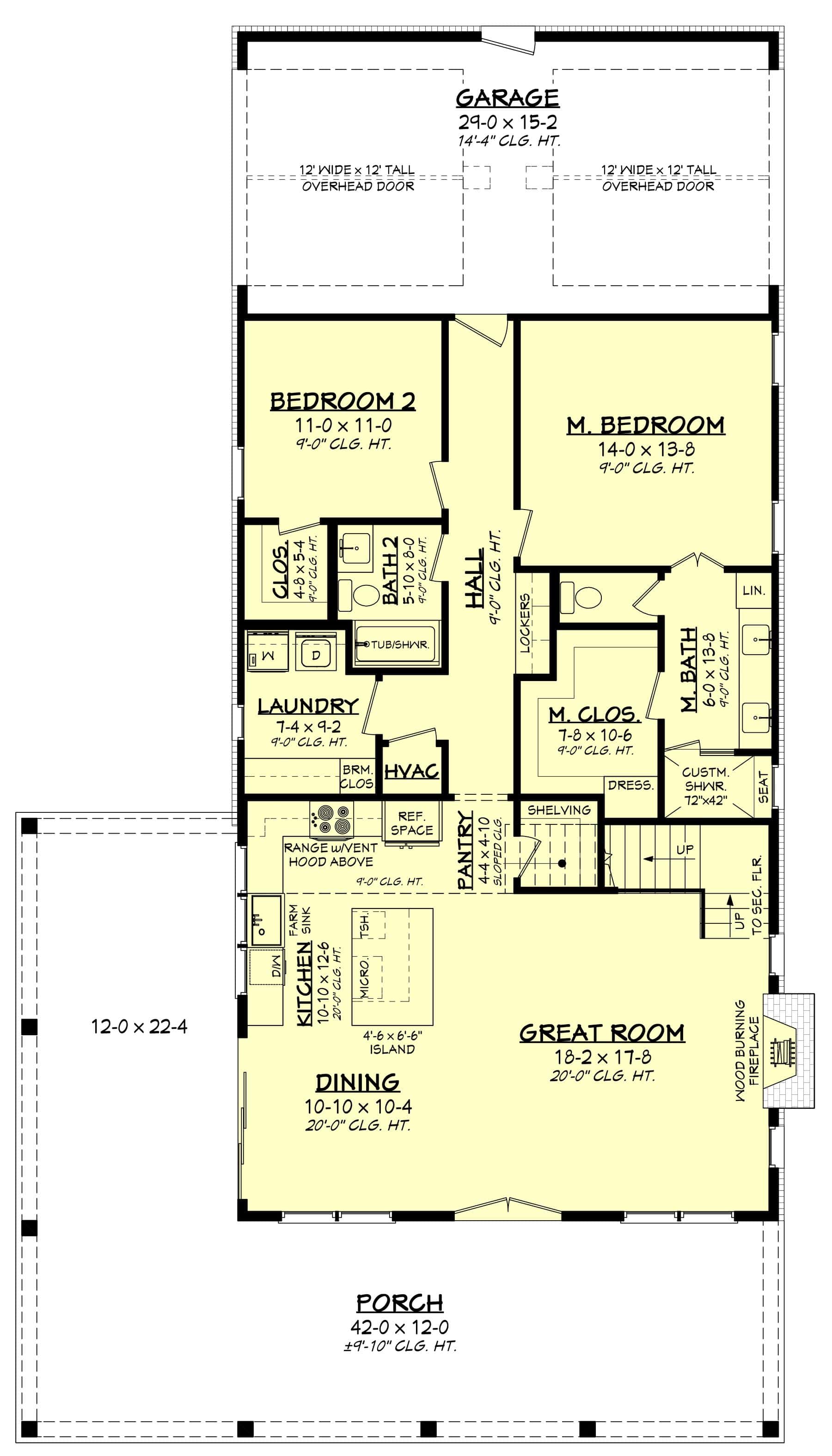 Main Level of Modern Farmhouse Plan #142-1476