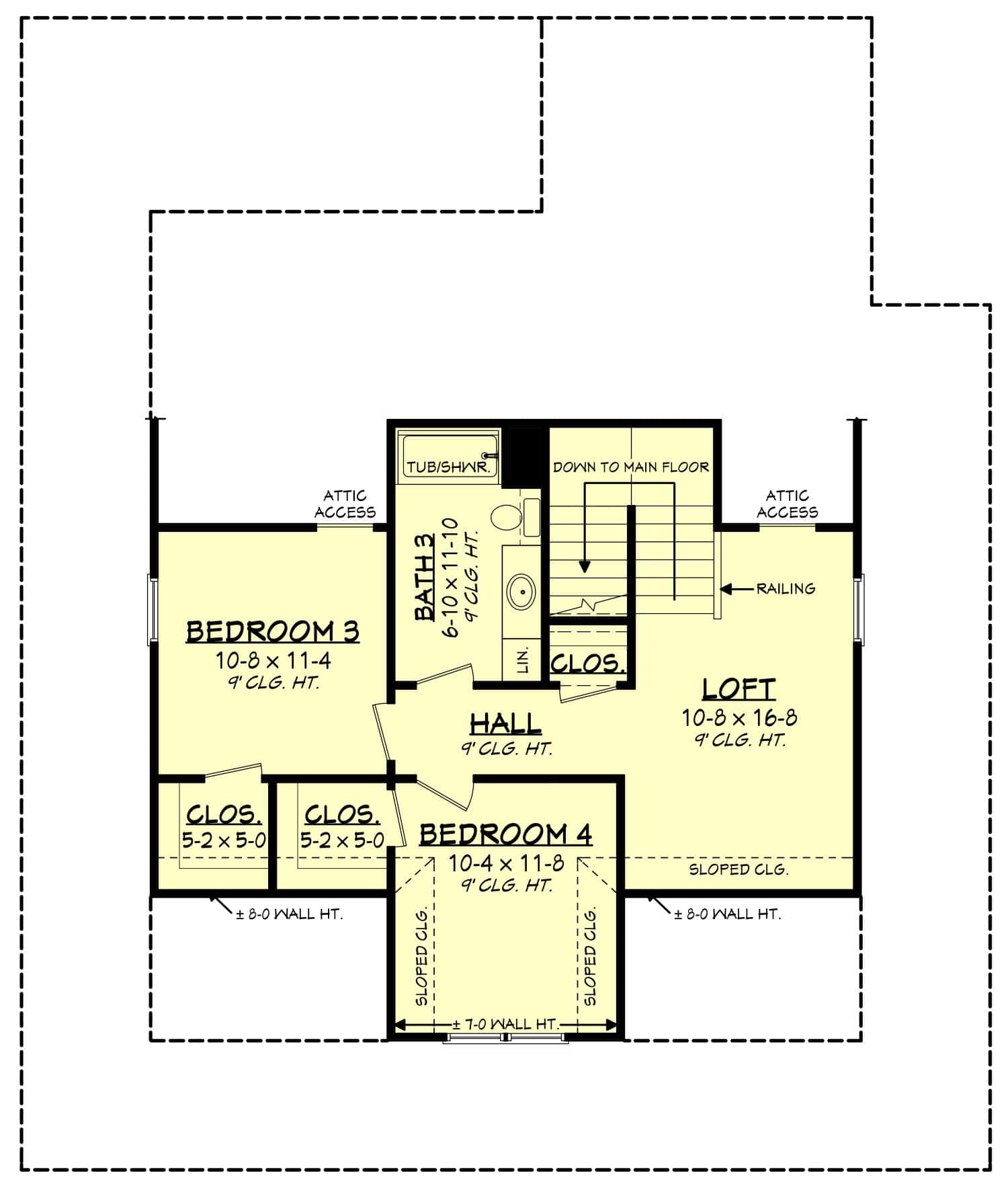 Upper Level of Farmhouse Plan #142-1477