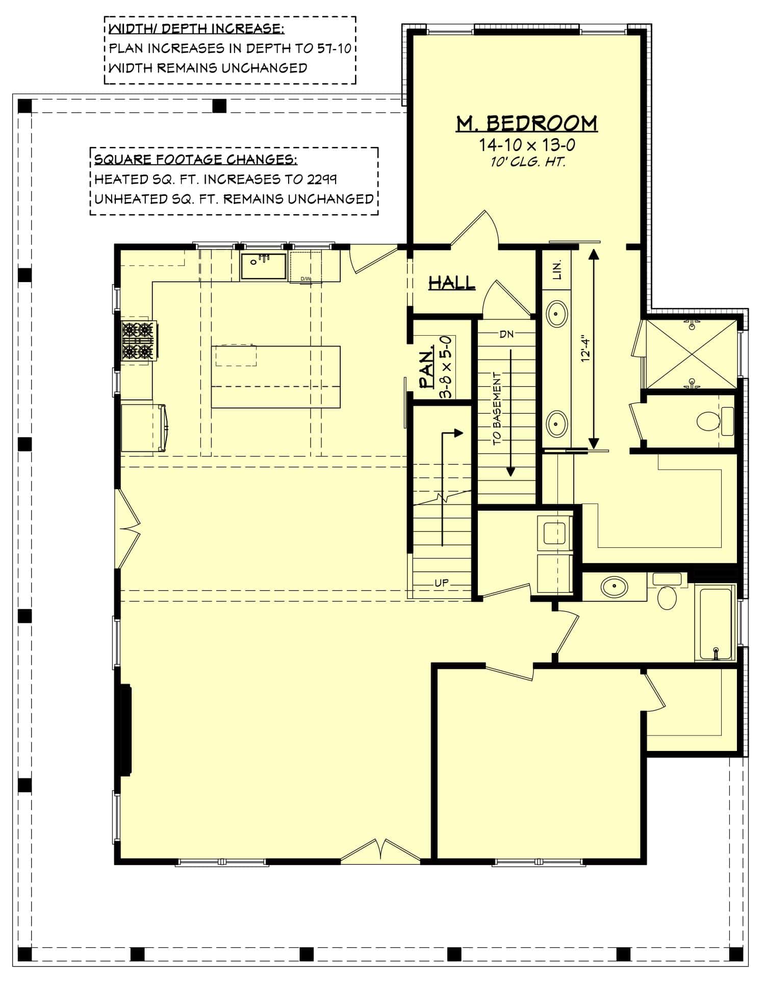Main Level of Farmhouse Plan #142-1477