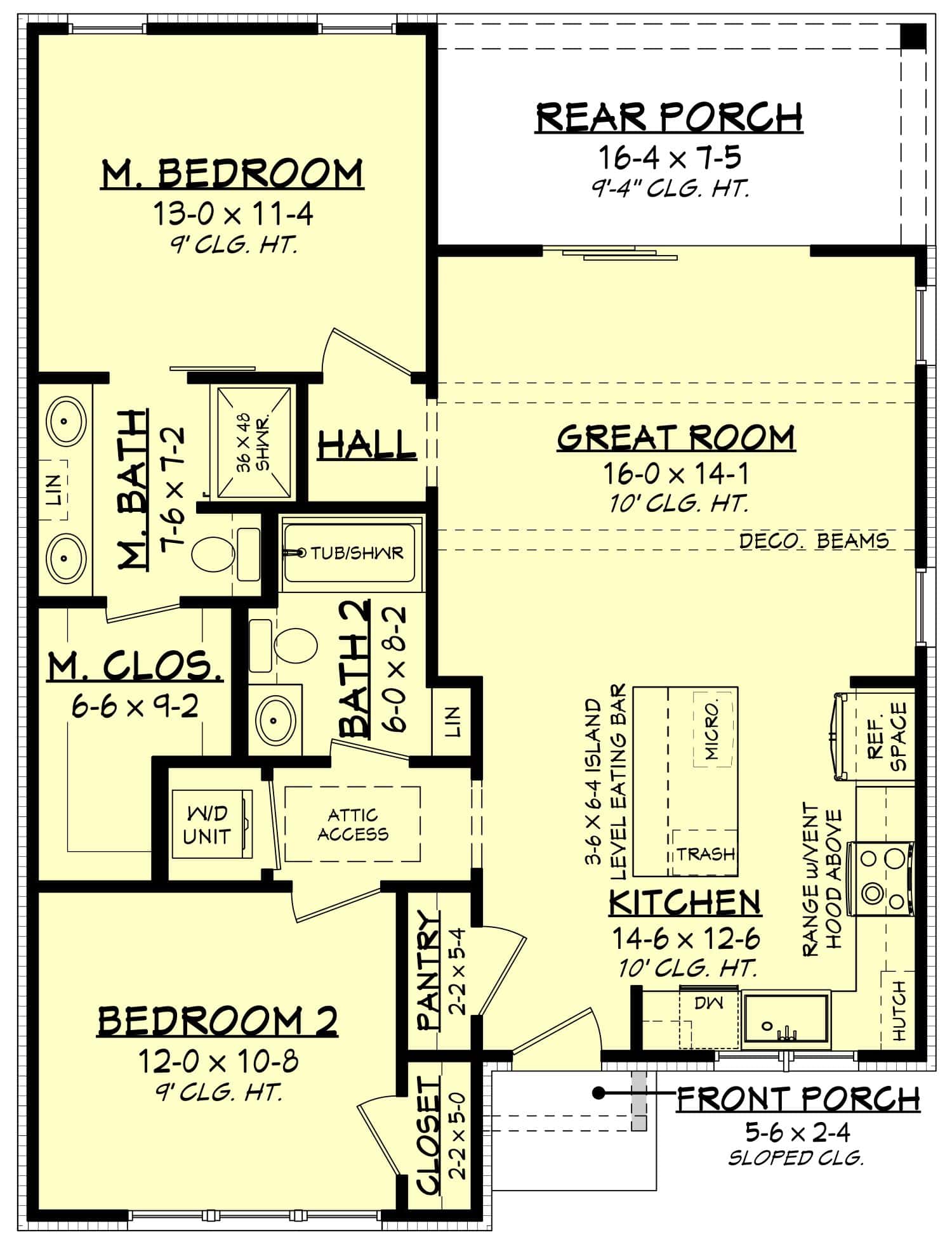 Main Level of Modern Farmhouse Plan #142-1478