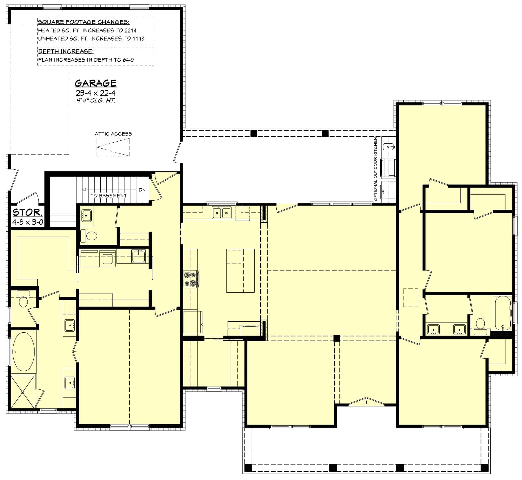 Main Level of Farmhouse Plan #142-1479