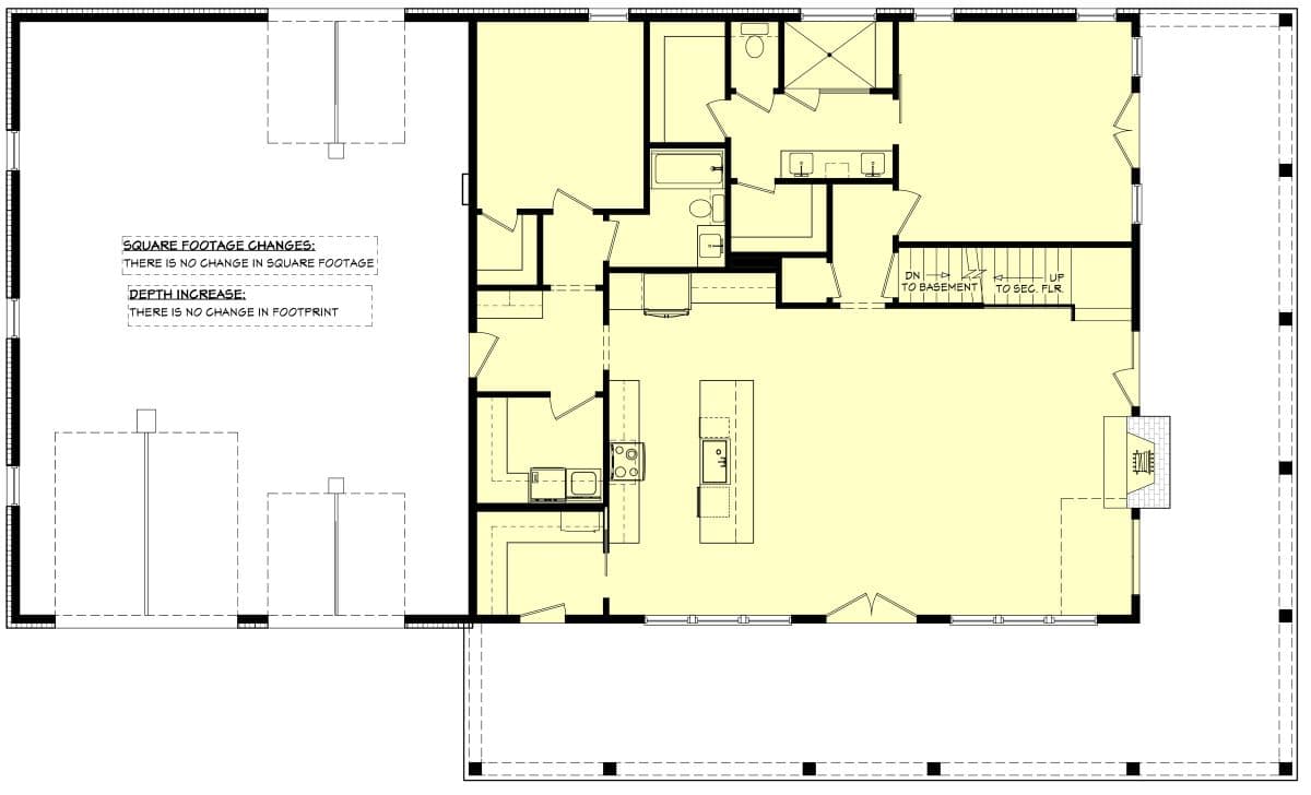 Main Level of Barn Style Plan #142-1480