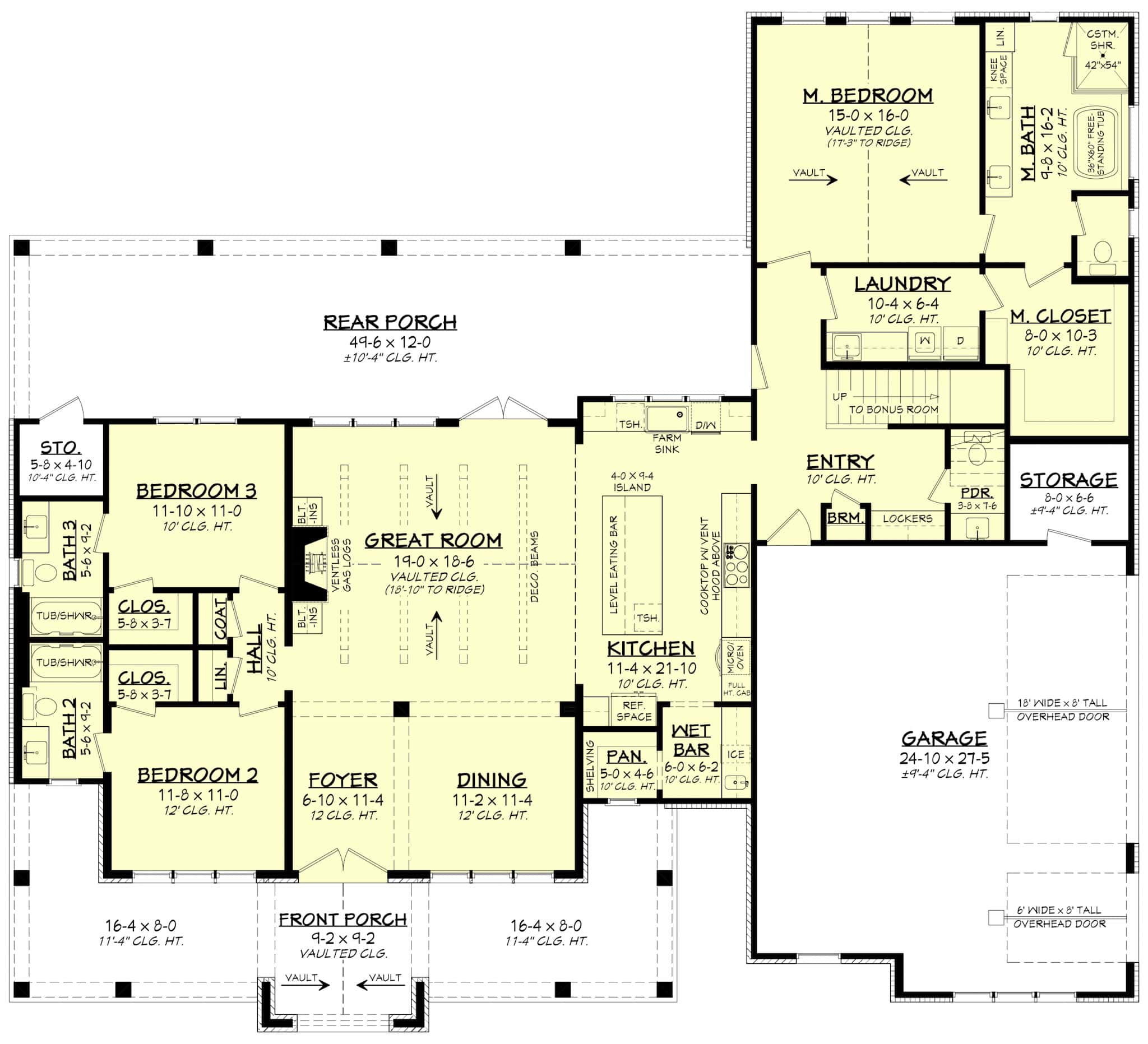 Main Level of Modern Farmhouse Plan #142-1482