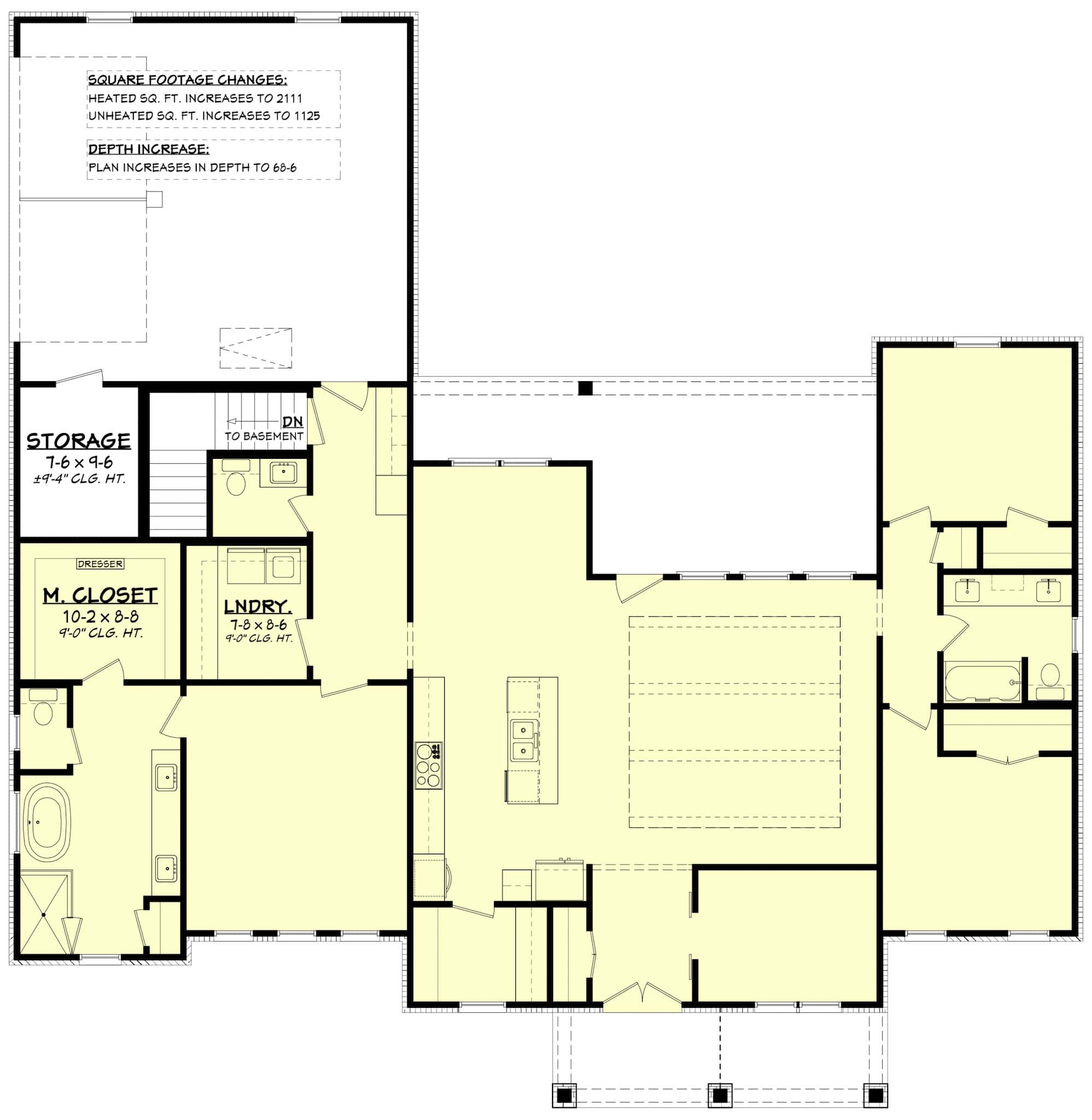 Main Level of Farmhouse Plan #142-1483