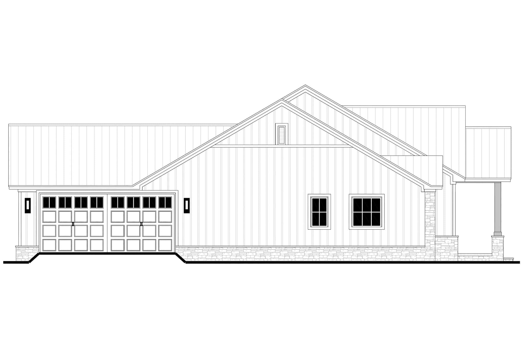 Home Plan Left Elevation of this 3-Bedroom,2065 Sq Ft Plan -142-1483