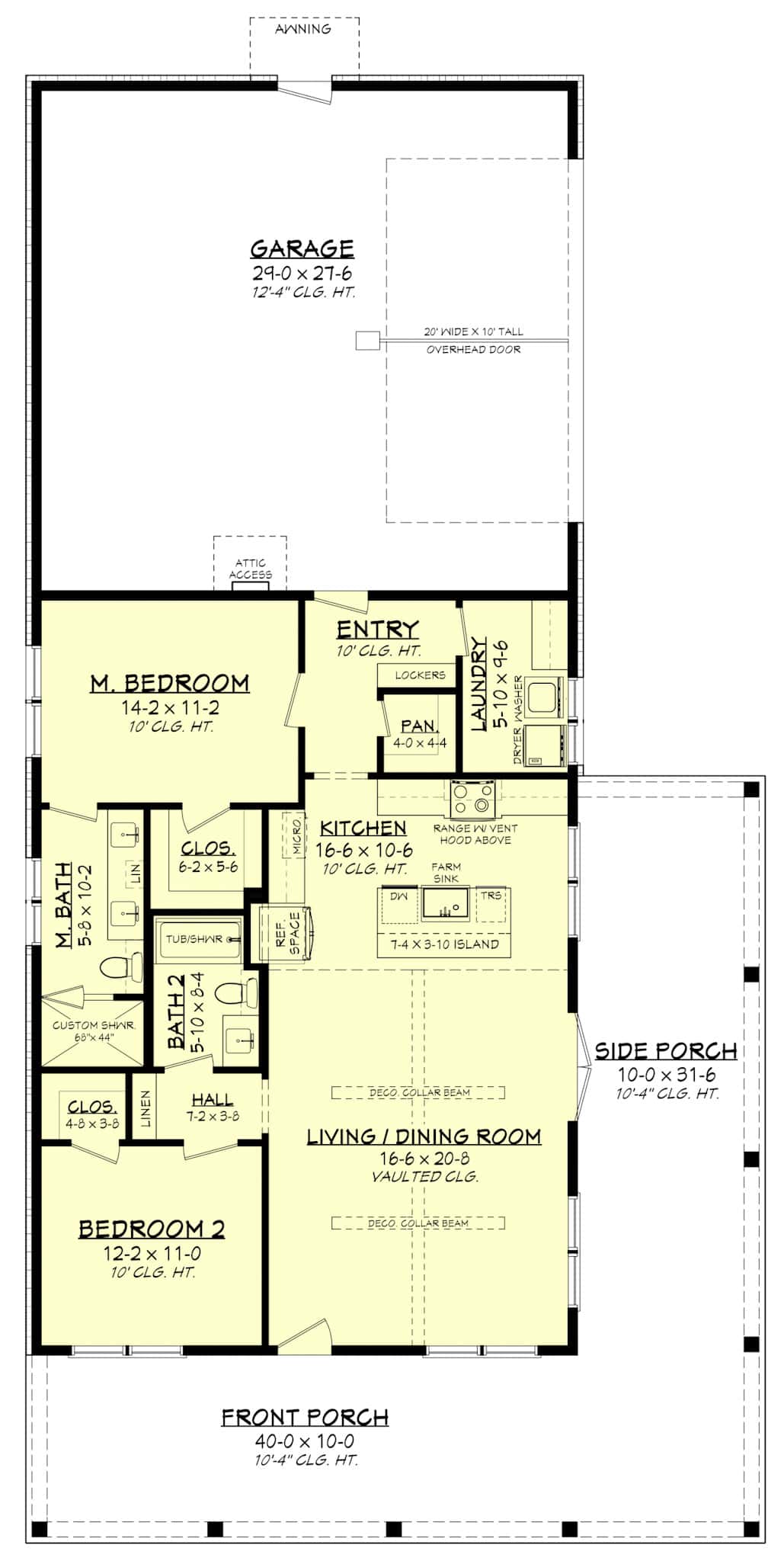Main Level of Barn Style Plan #142-1484