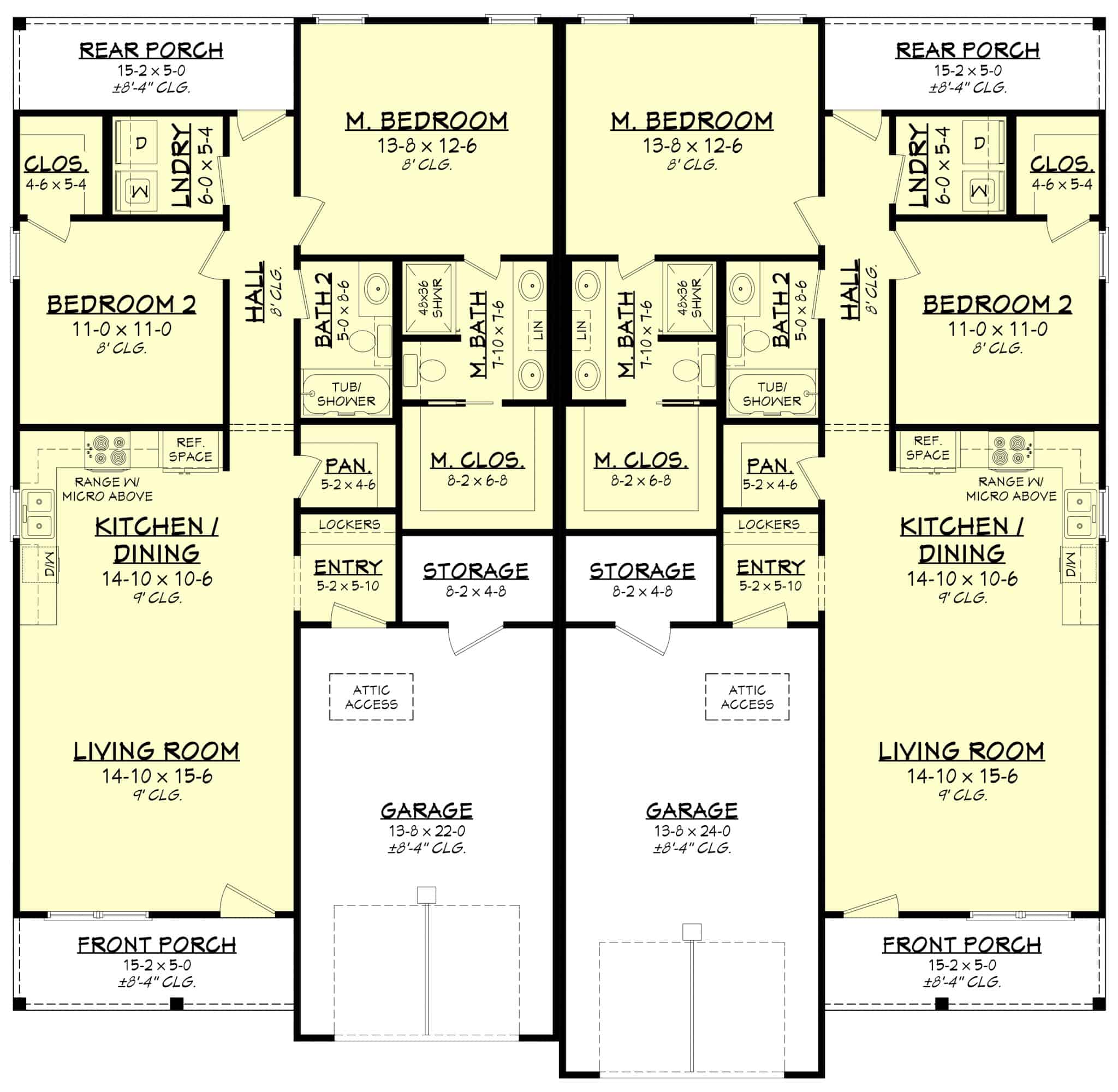 Main Level of Duplex/Multi-Unit Plan #142-1486