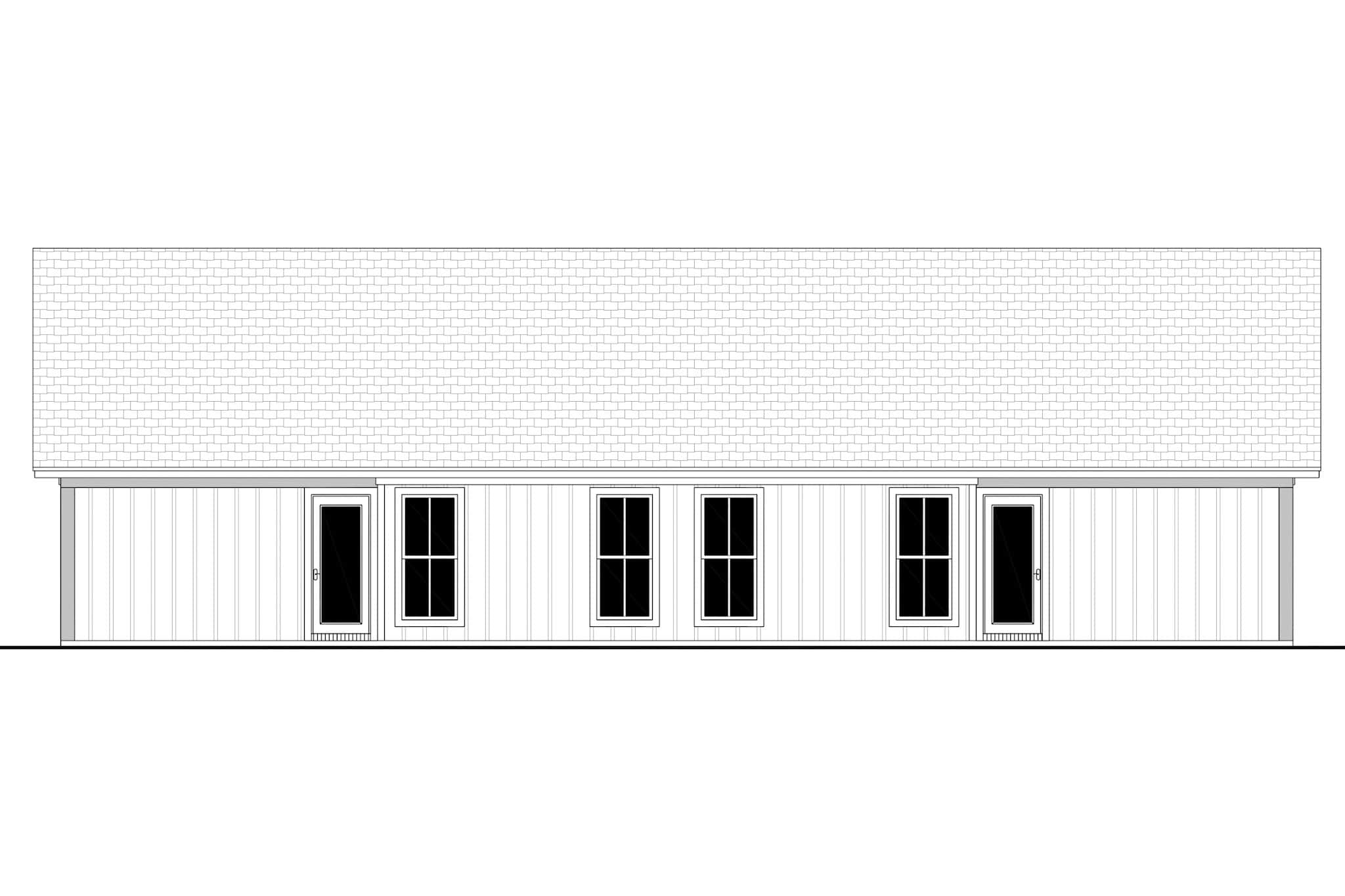 Home Plan Rear Elevation of this 4-Bedroom,2196 Sq Ft Plan -142-1486