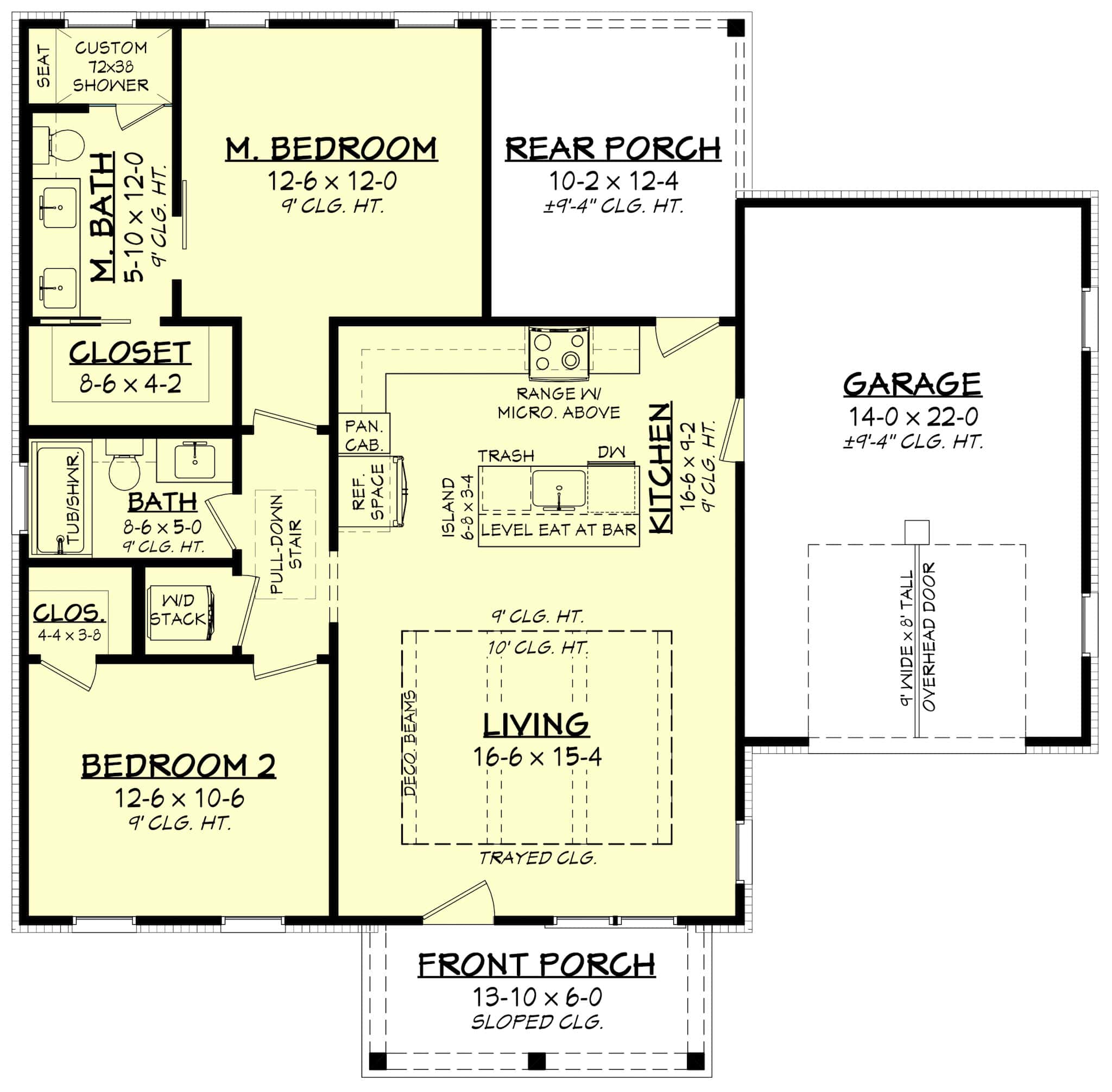 Main Level of Small House Plans #142-1488