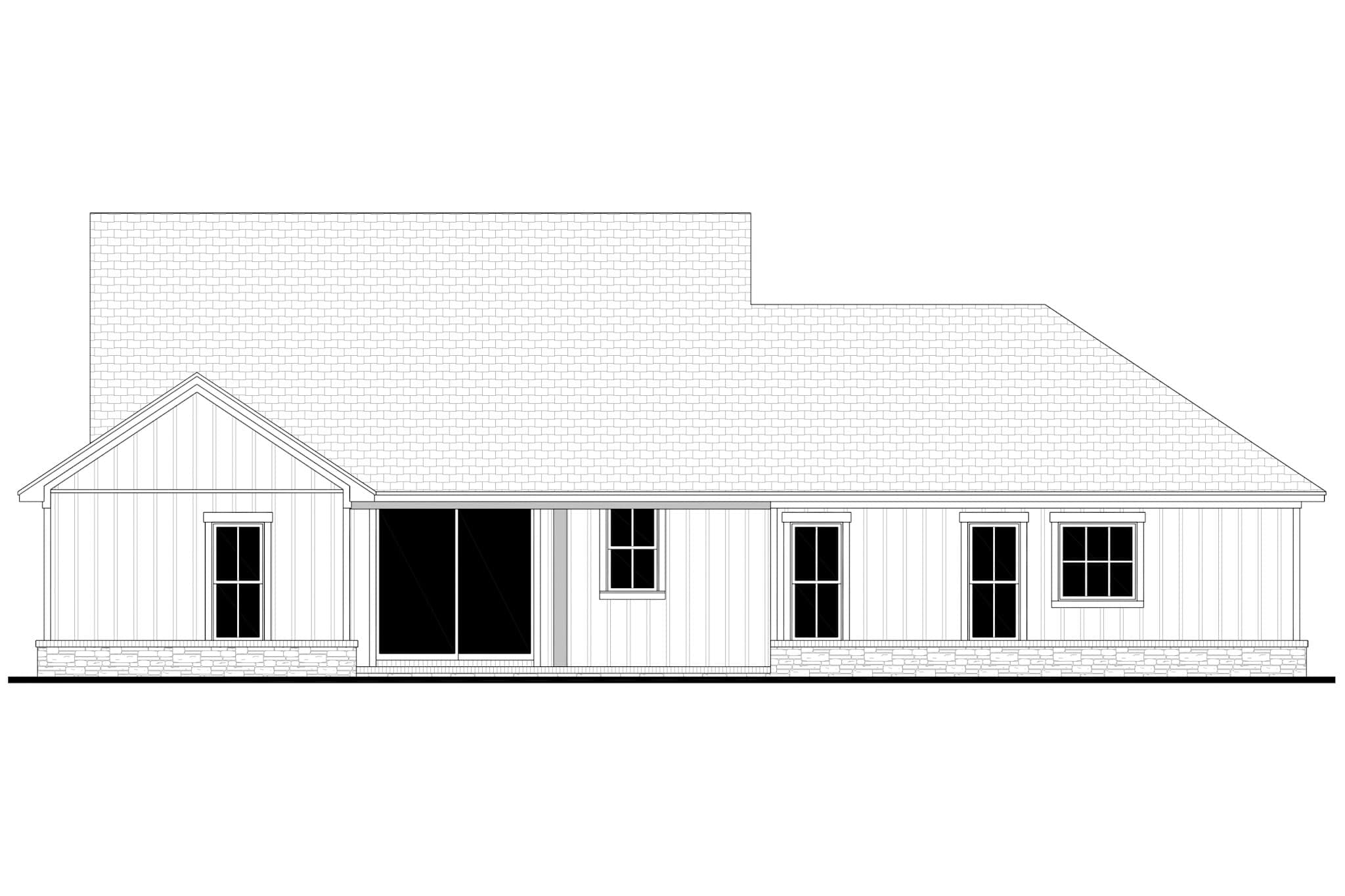 Home Plan Rear Elevation of this 4-Bedroom,1899 Sq Ft Plan -142-1489