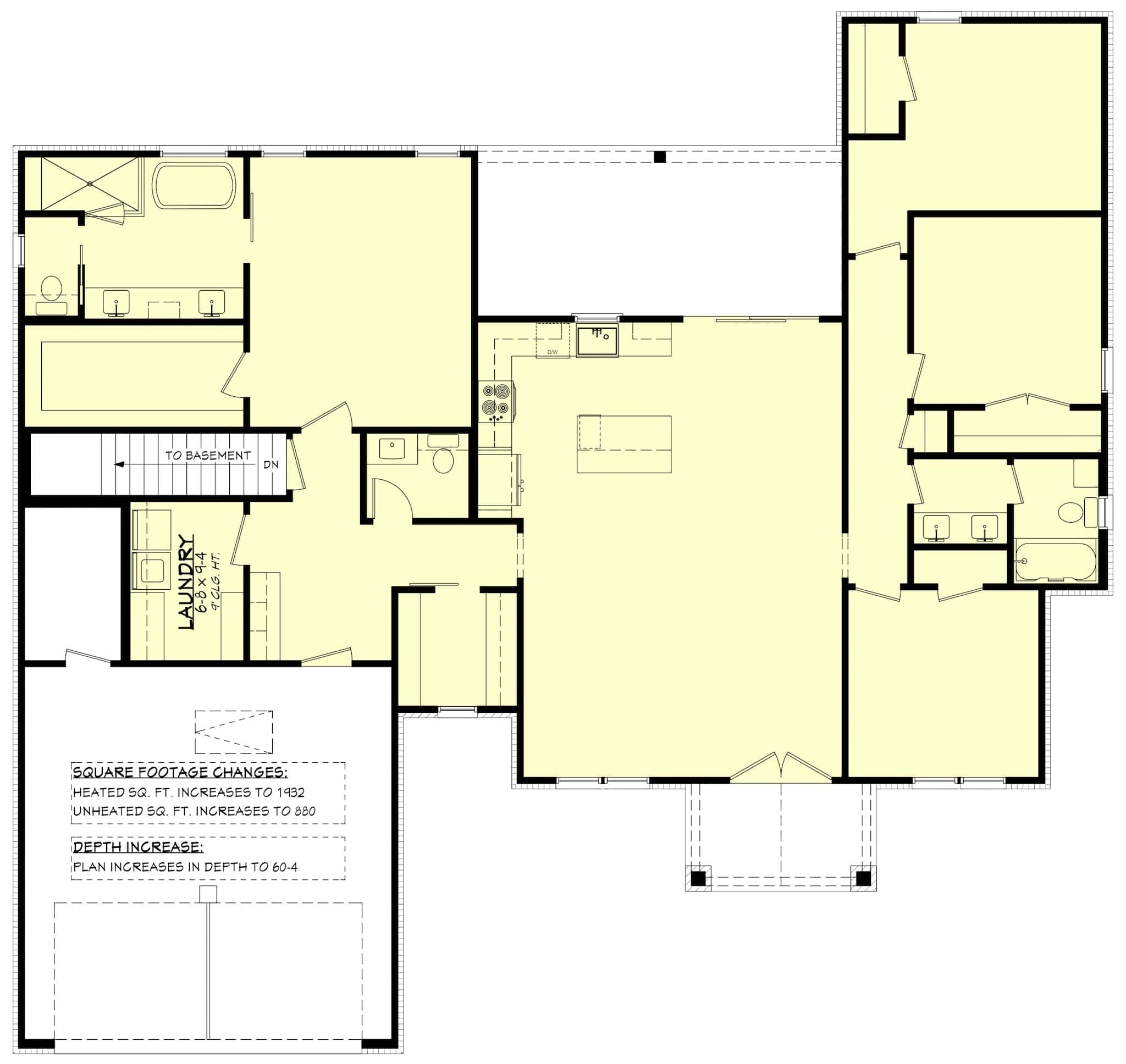 Main Level of Modern Farmhouse Plan #142-1489