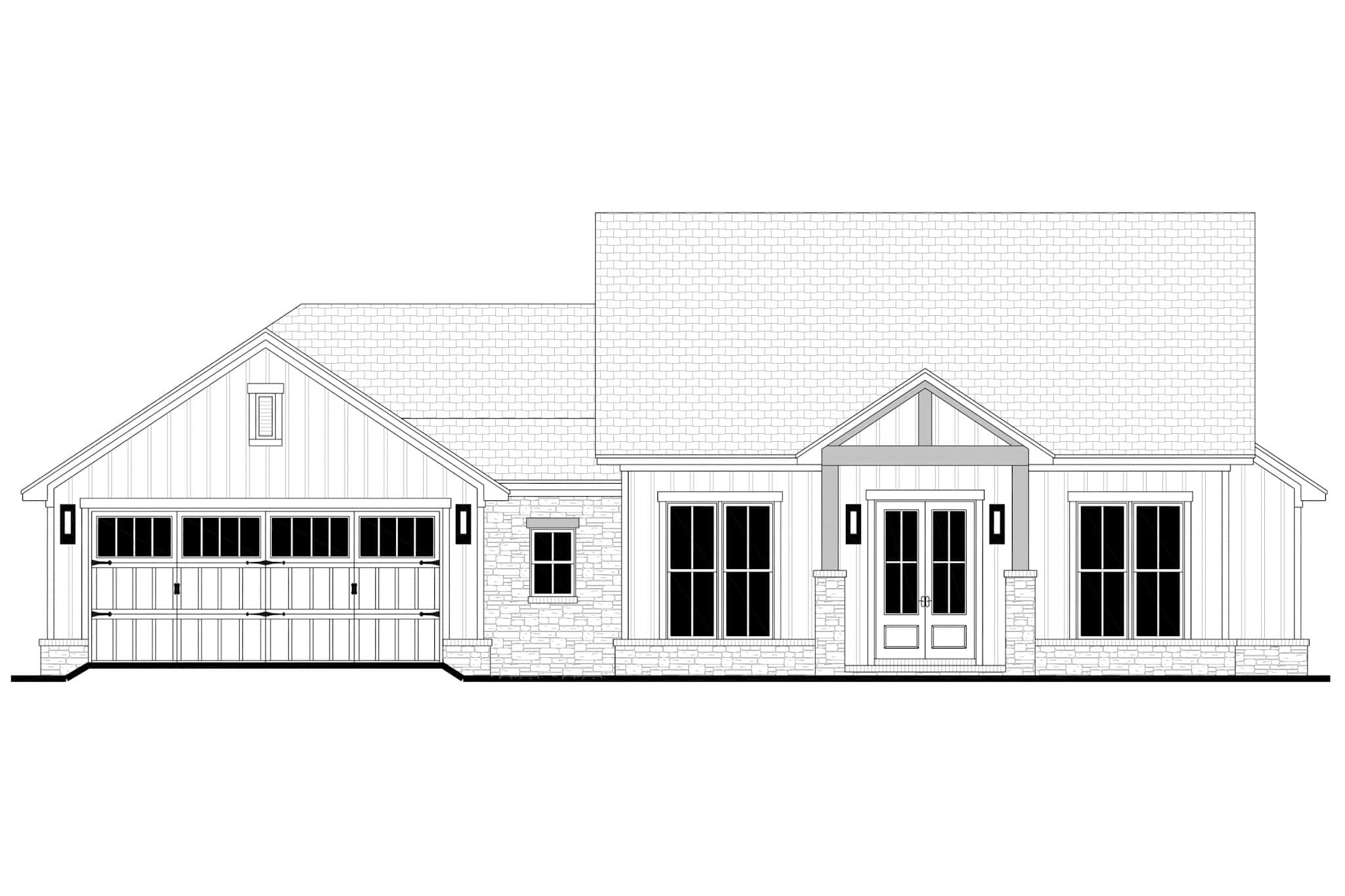 Home Plan Front Elevation of this 4-Bedroom,1899 Sq Ft Plan -142-1489