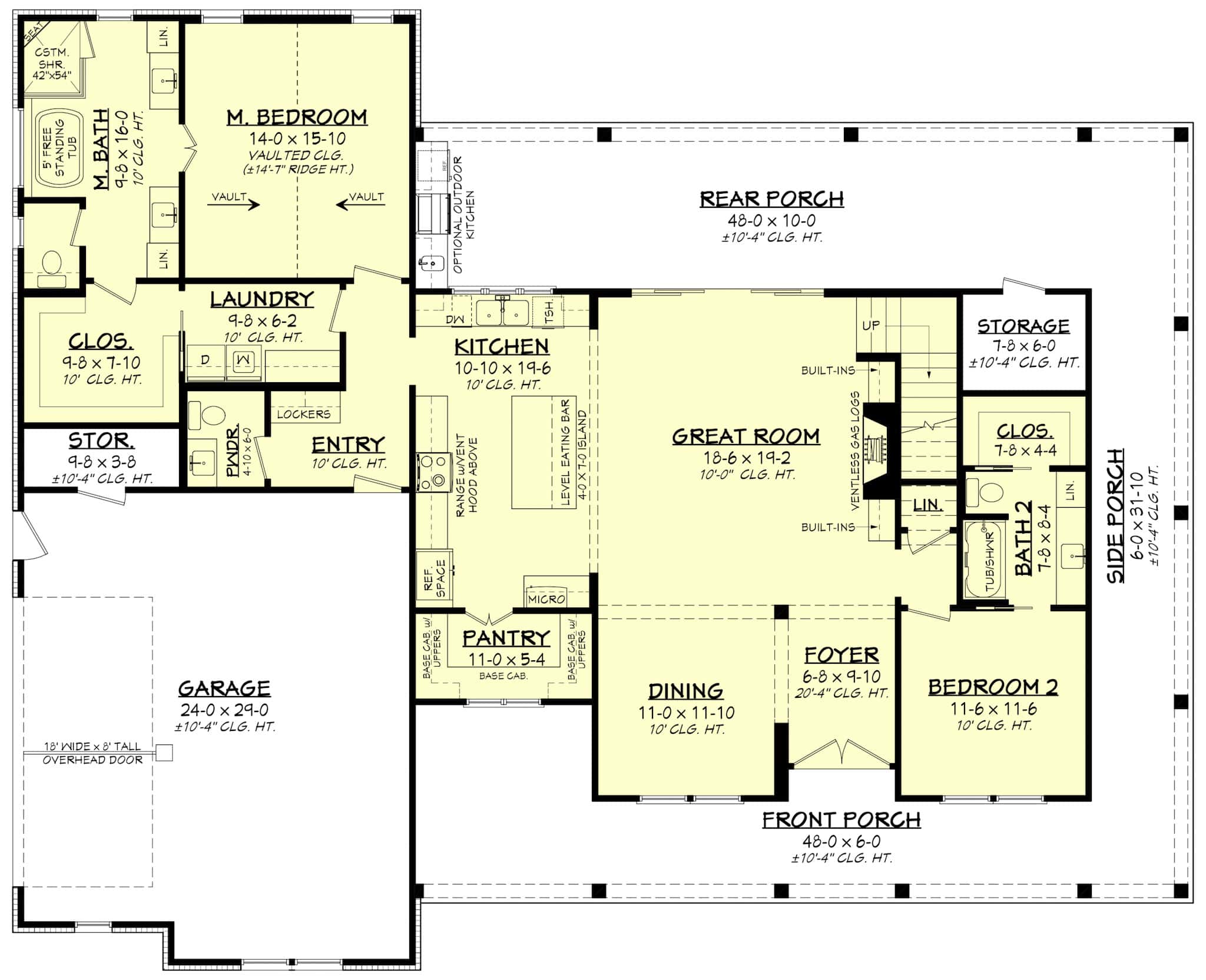 Main Level of Farmhouse Plan #142-1490