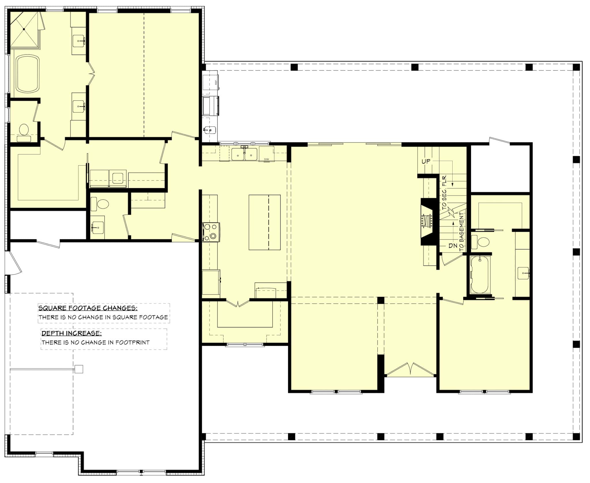 Main Level of Farmhouse Plan #142-1490