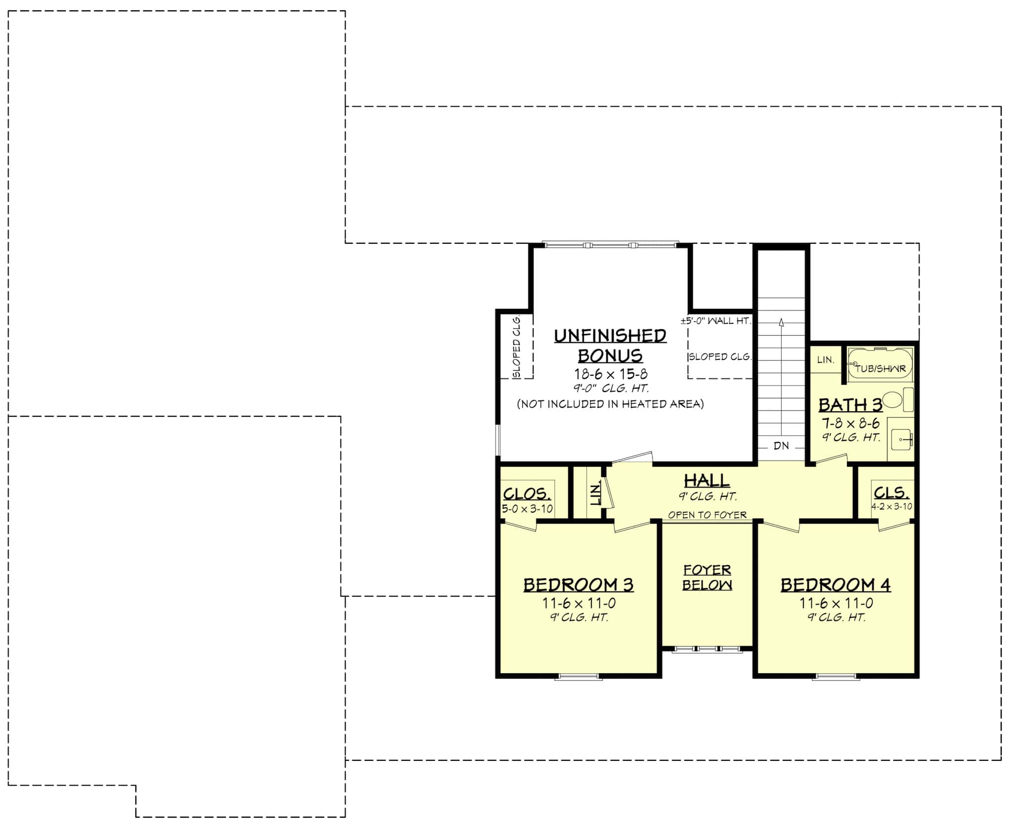 Upper Level of Farmhouse Plan #142-1490