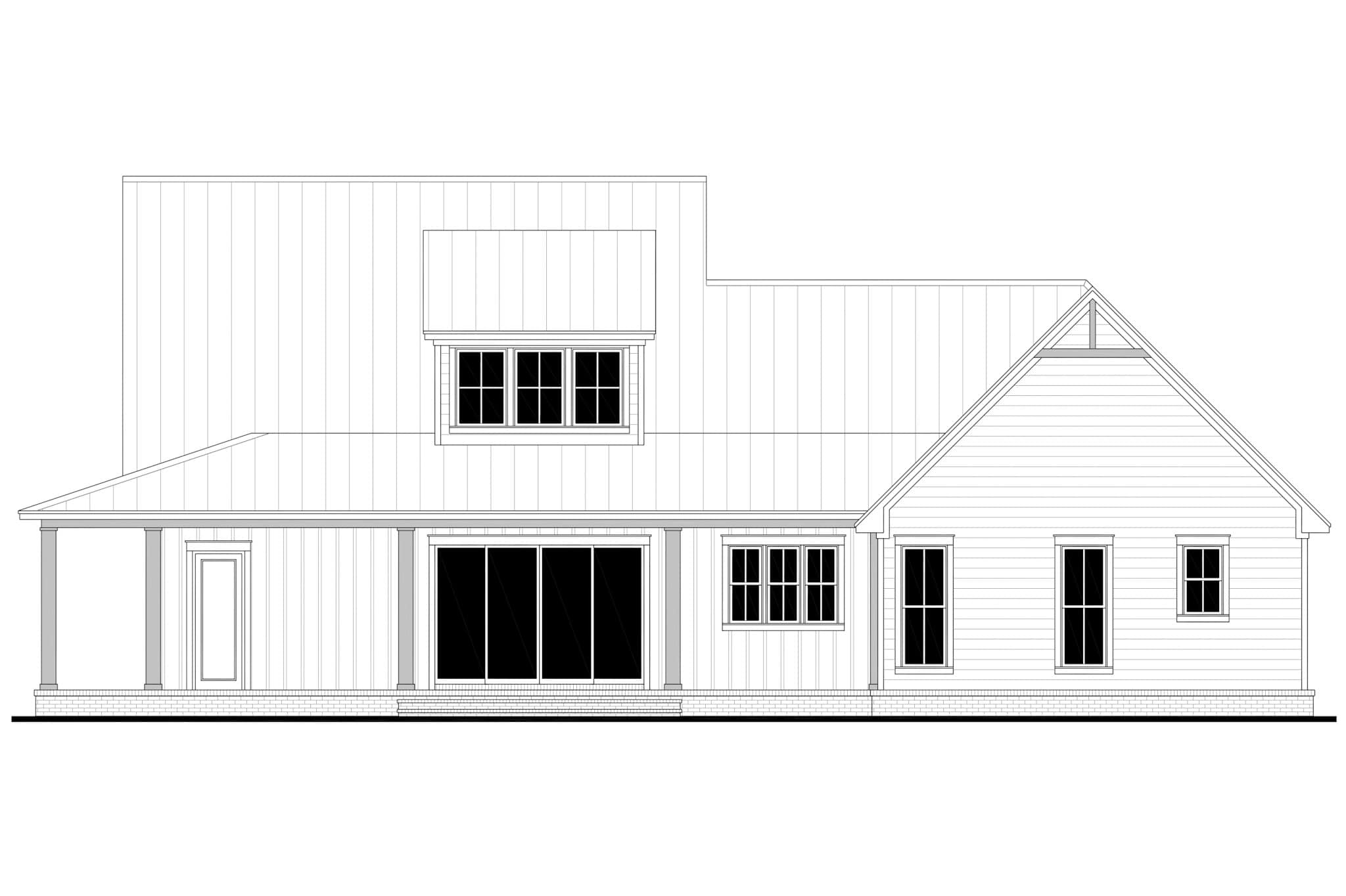 Home Plan Rear Elevation of this 4-Bedroom,2392 Sq Ft Plan -142-1490