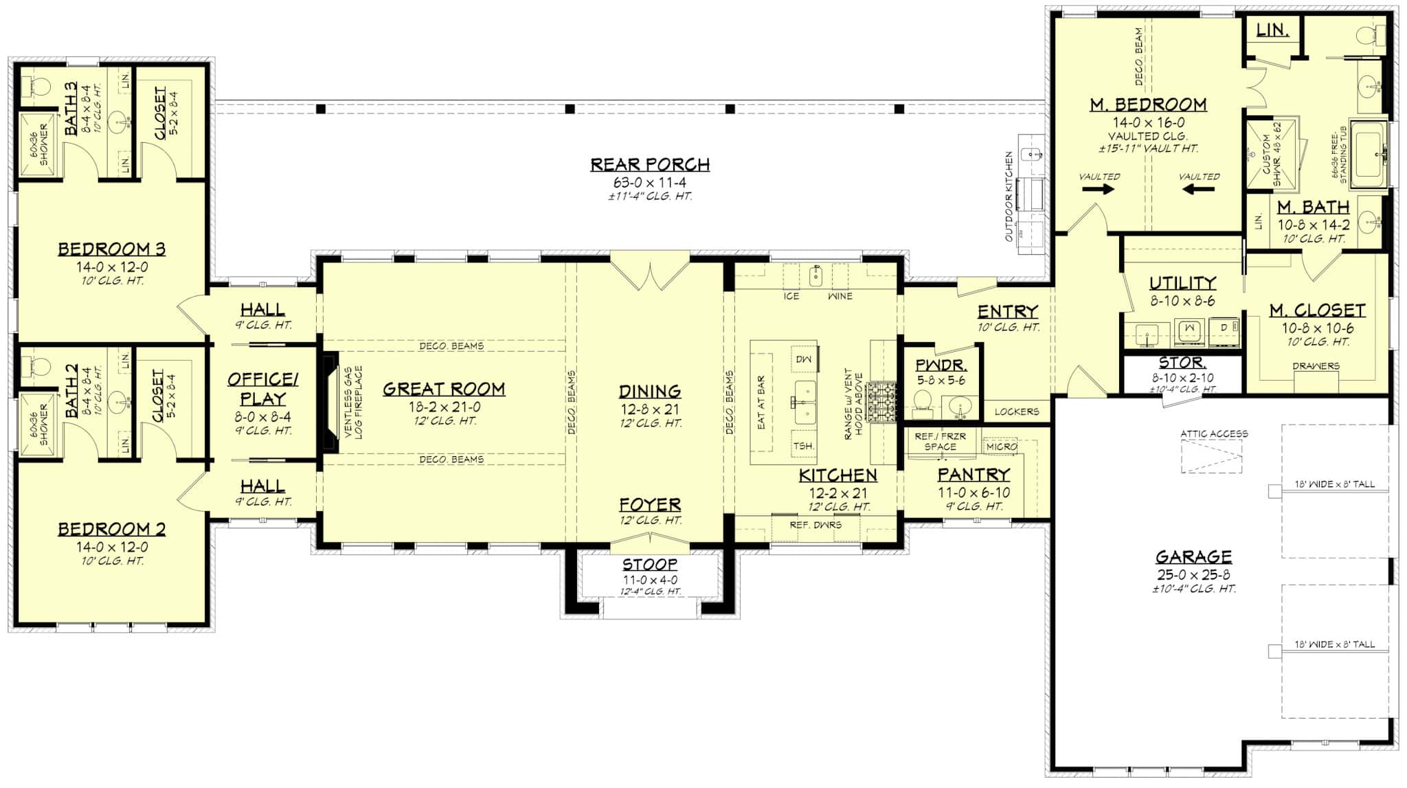 Main Level of Modern Plan #142-1492