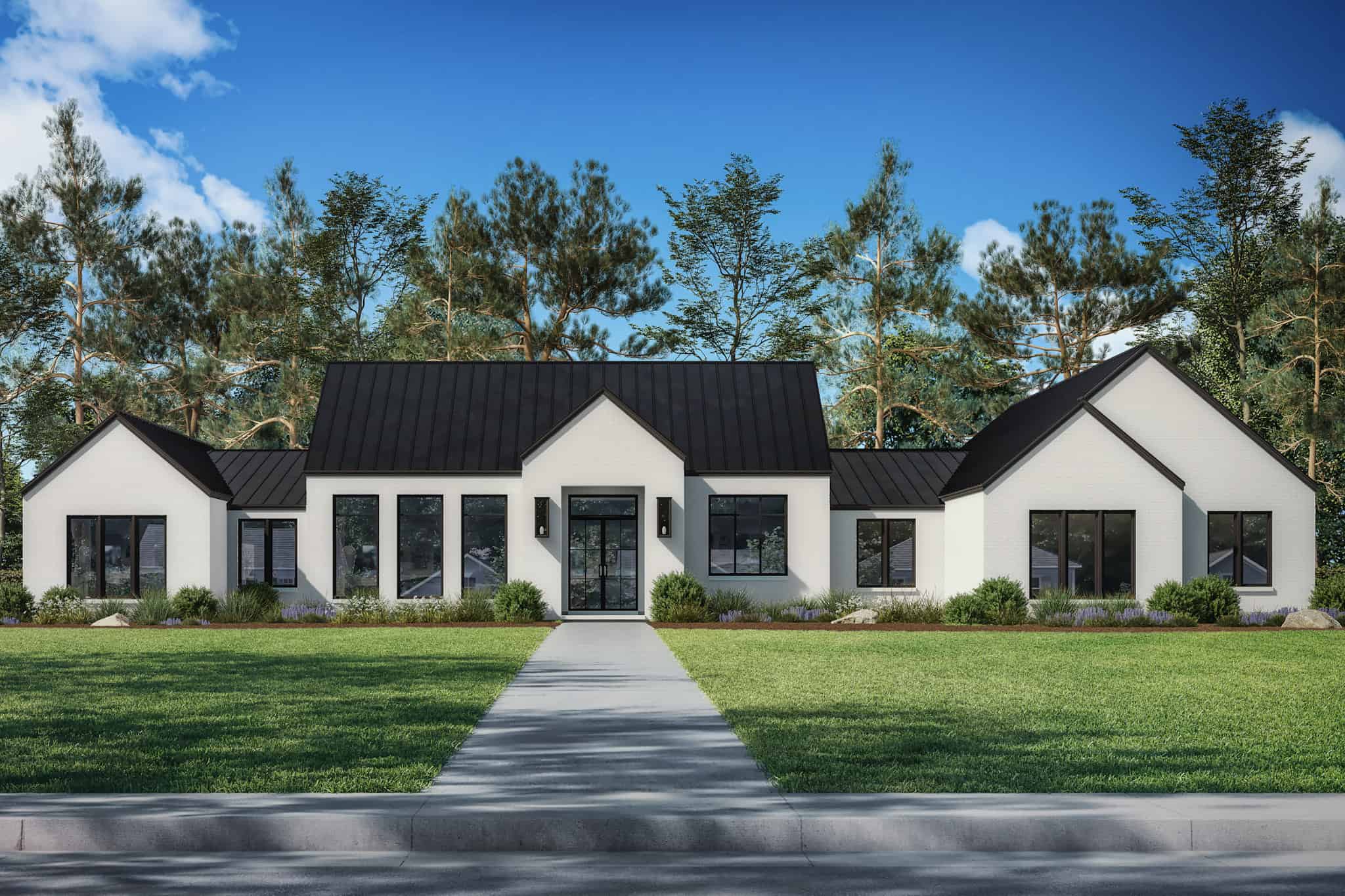 Front elevation of Modern home (ThePlanCollection: House Plan #142-1492)