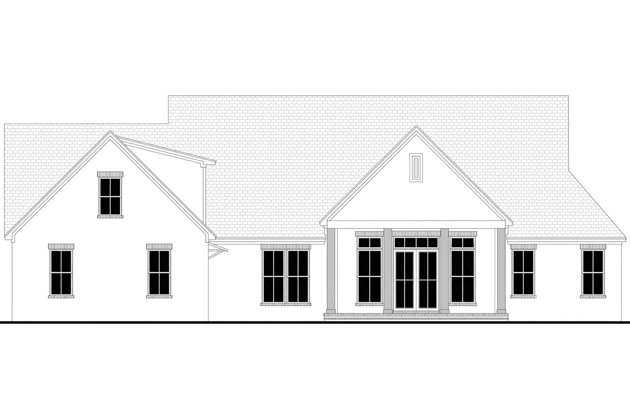 Home Plan Rear Elevation of this 3-Bedroom,2859 Sq Ft Plan -142-1493