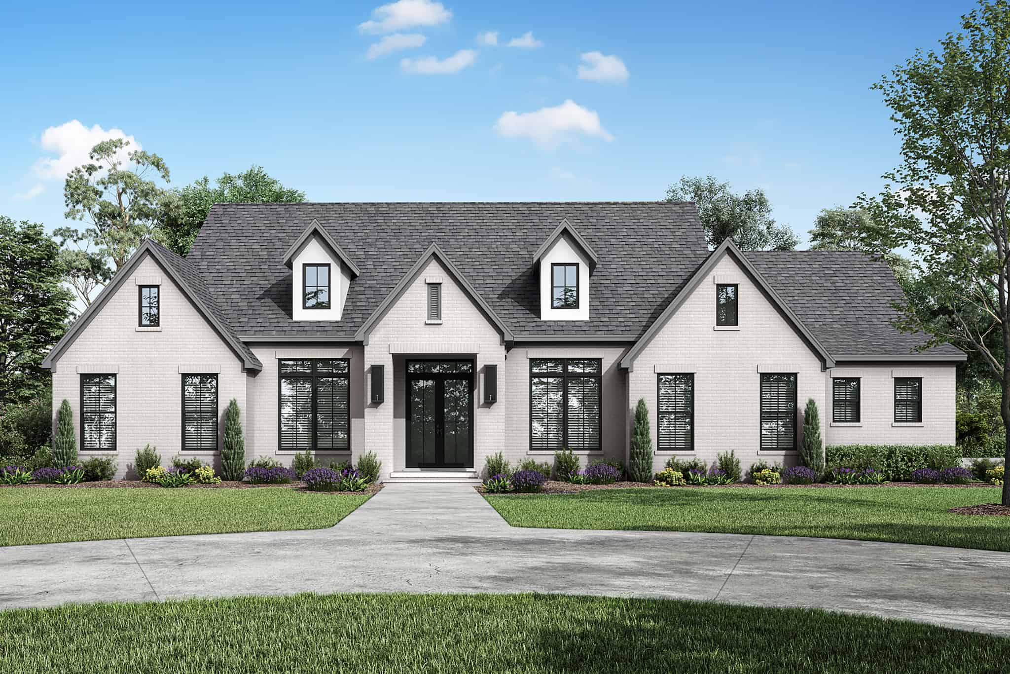 Front elevation of Transitional home (ThePlanCollection: House Plan #142-1493)