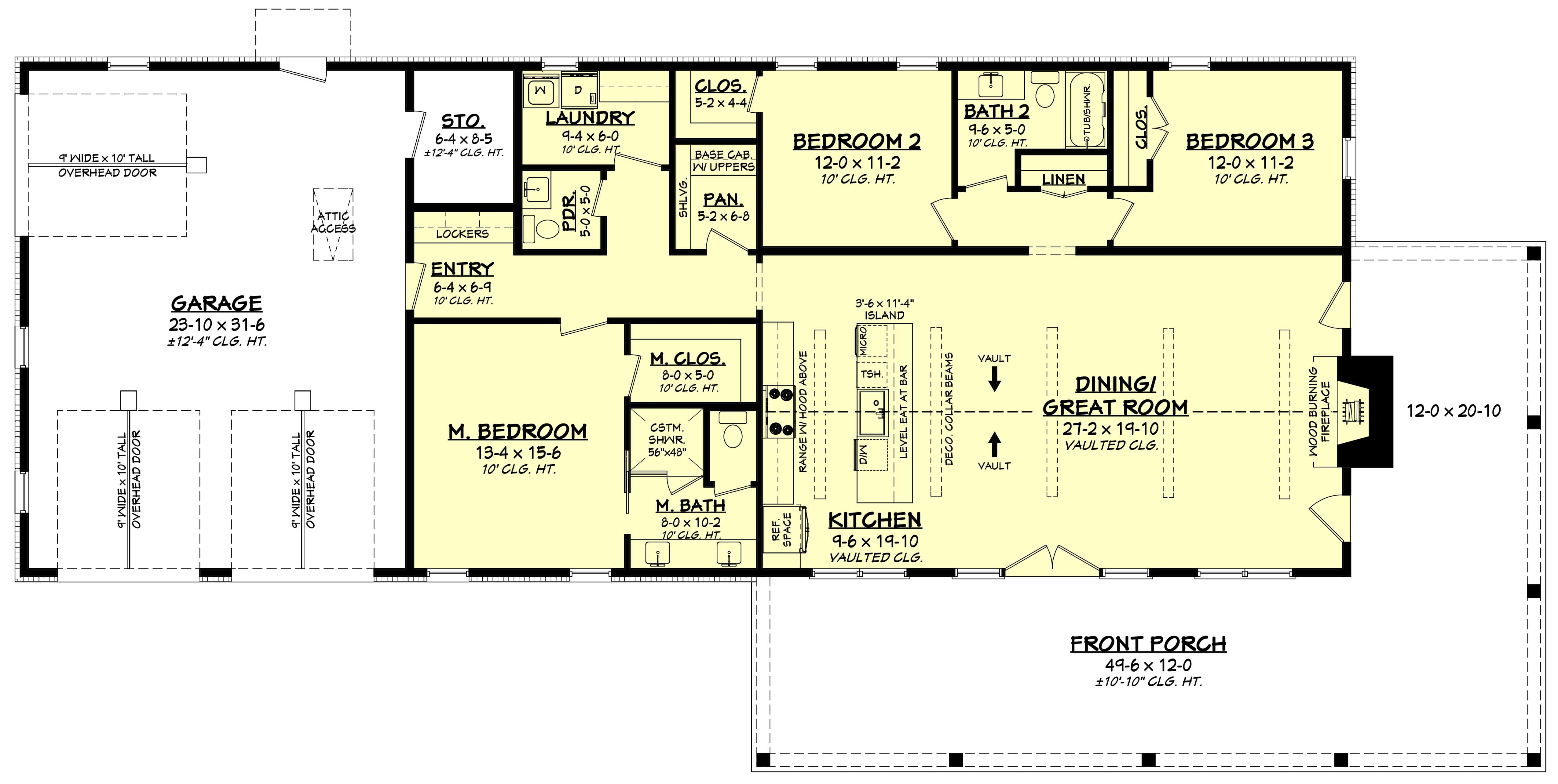 Main Level of Barndominium Plan #142-1495