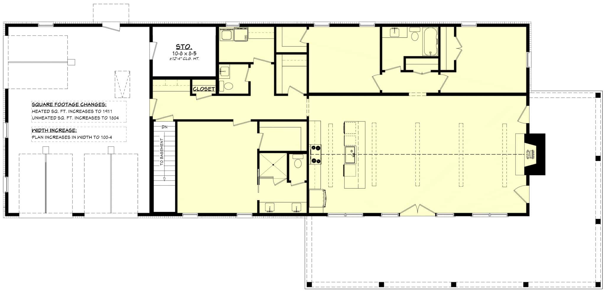 Main Level of Barndominium Plan #142-1495