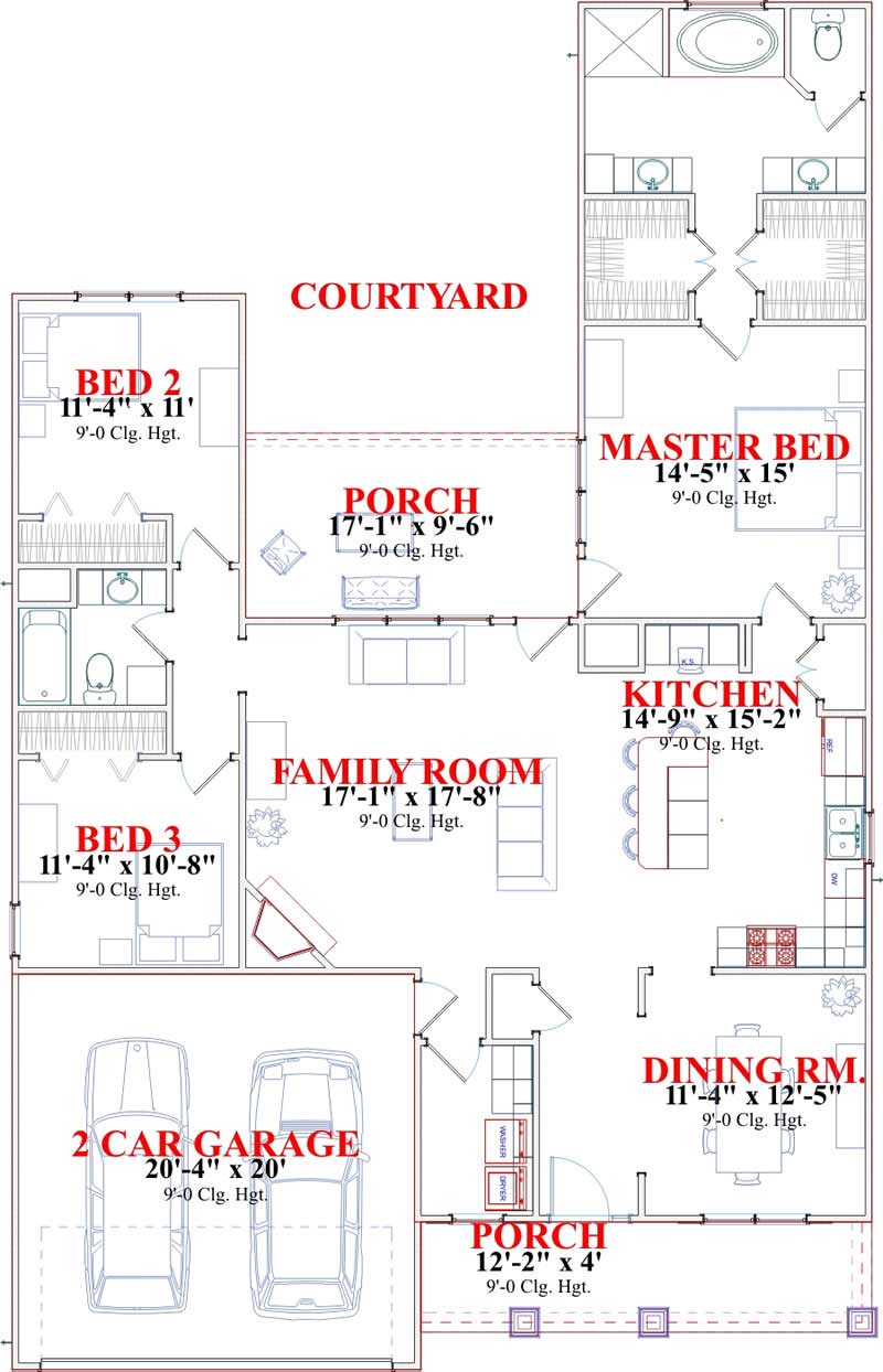 Floor Plan First Story of Cape Cod Plan #144-1006
