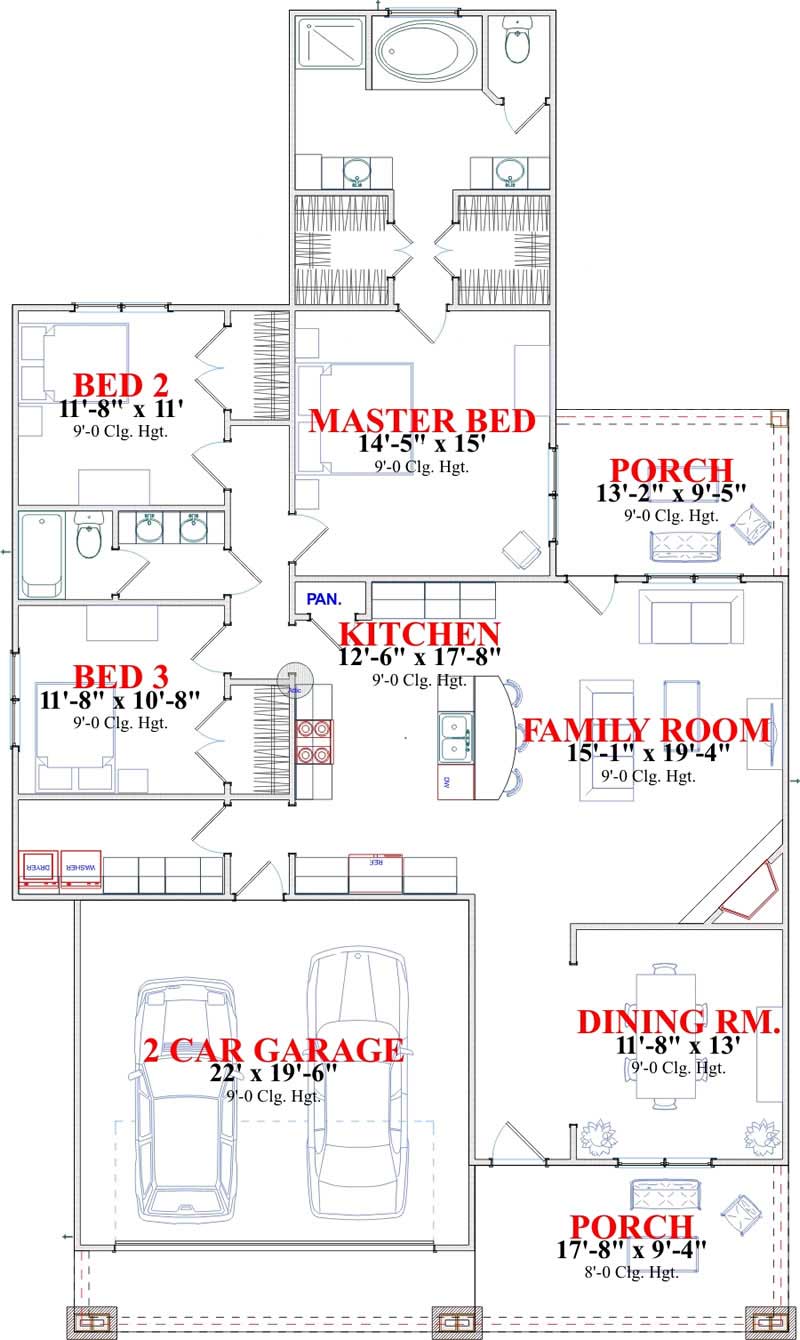 Floor Plan First Story of Small House Plans #144-1016