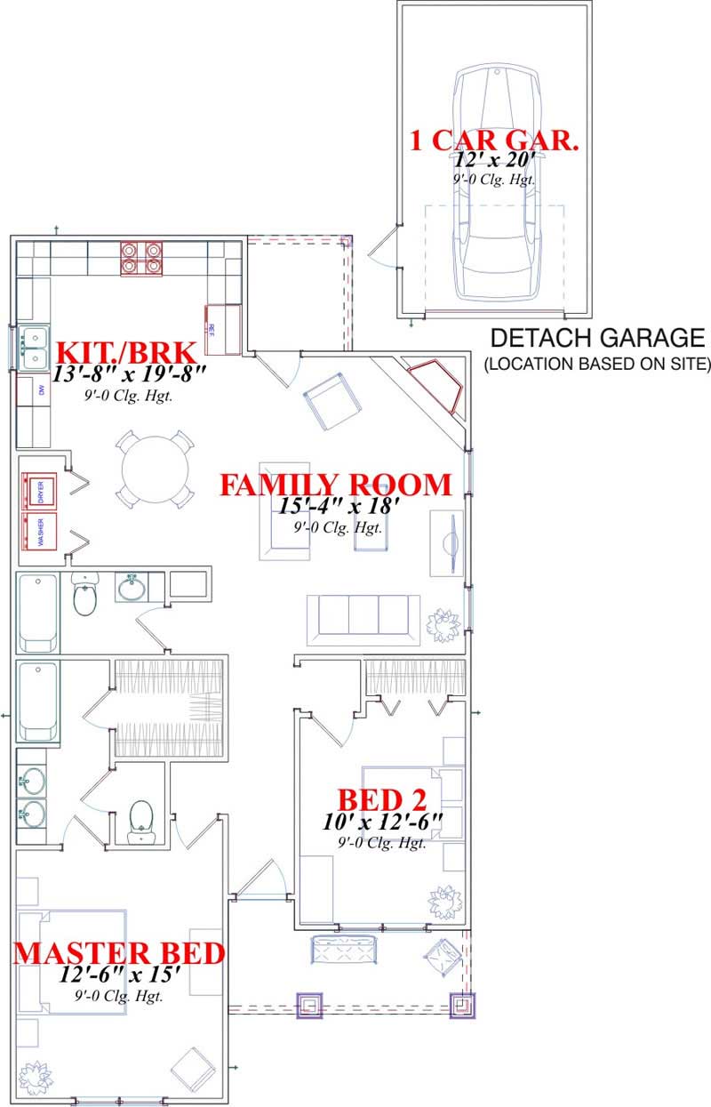 Floor Plan First Story of Cape Cod Plan #144-1019