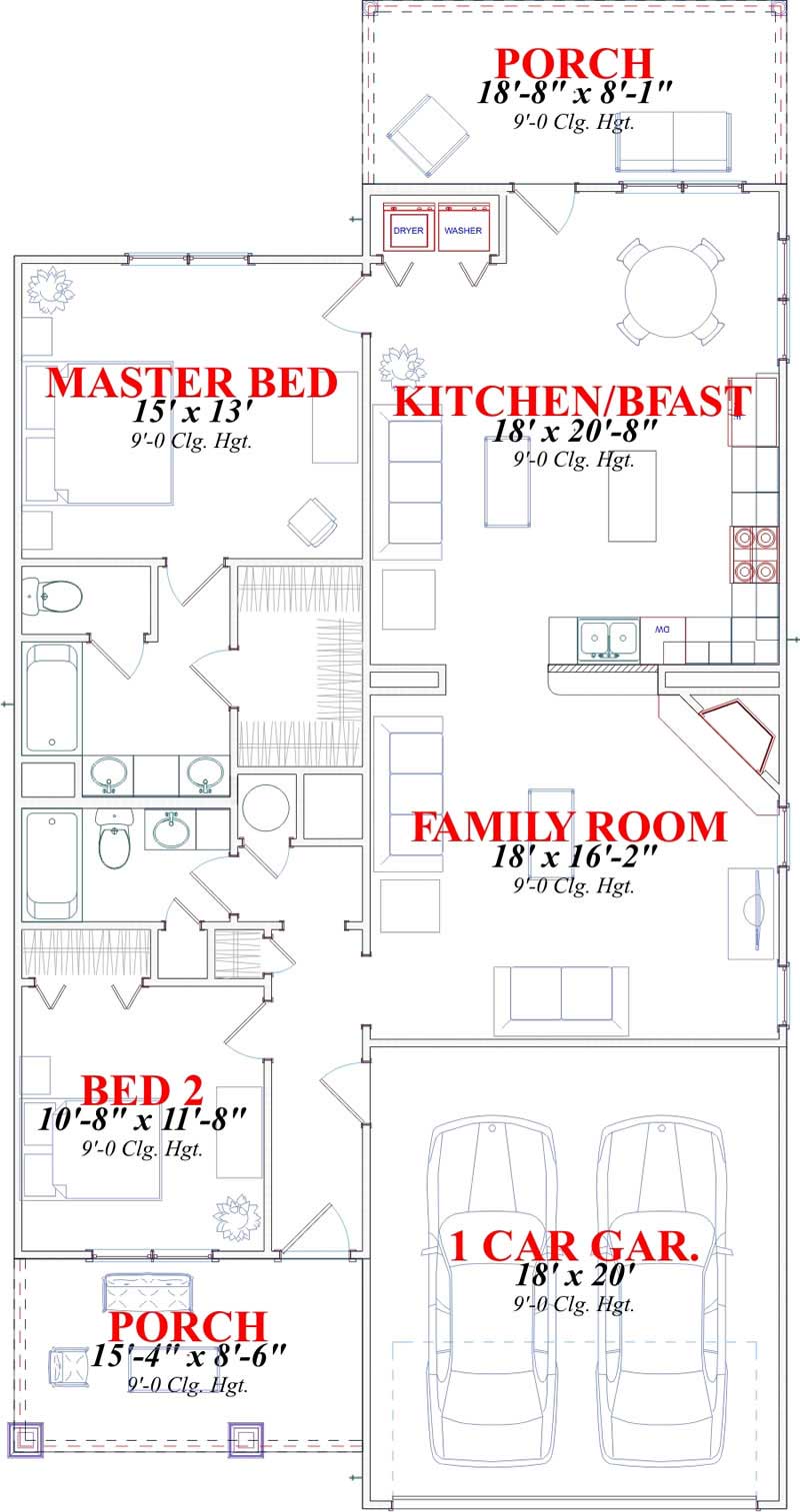 Floor Plan First Story of Bungalow Plan #144-1024