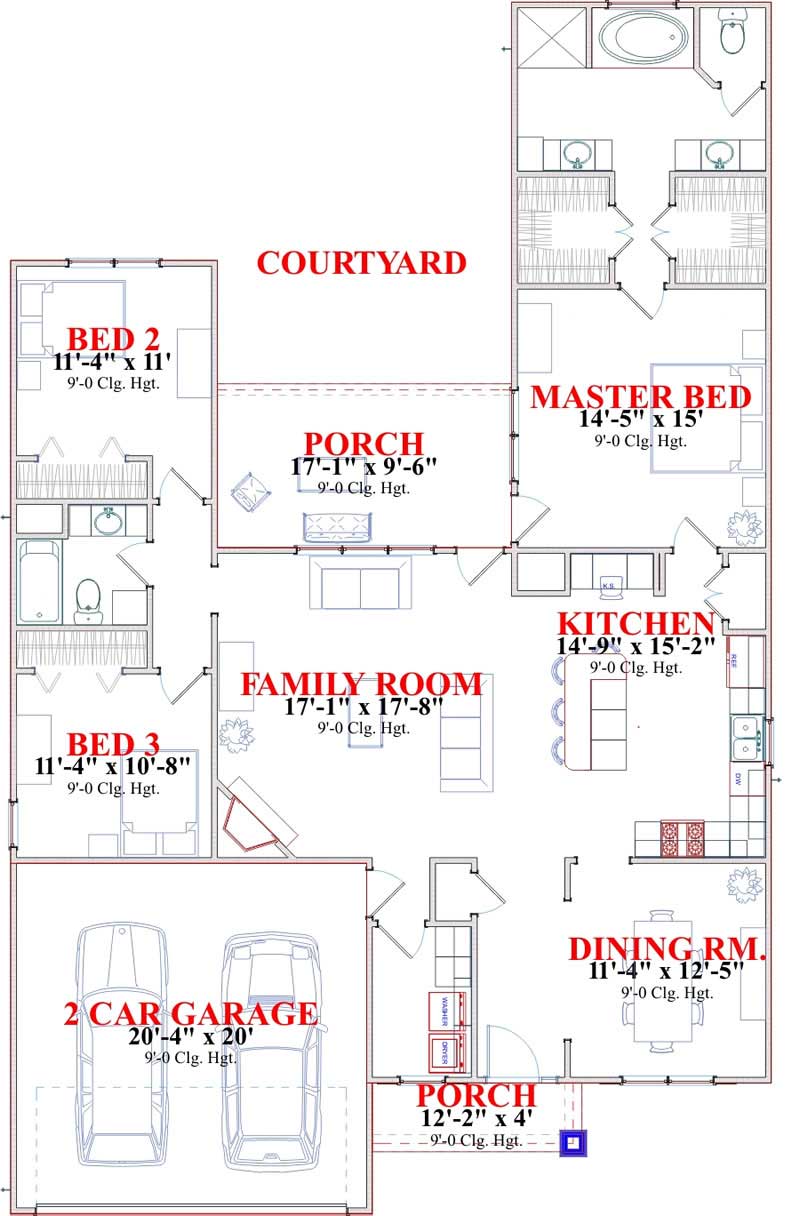 Floor Plan First Story of Small House Plans #144-1034