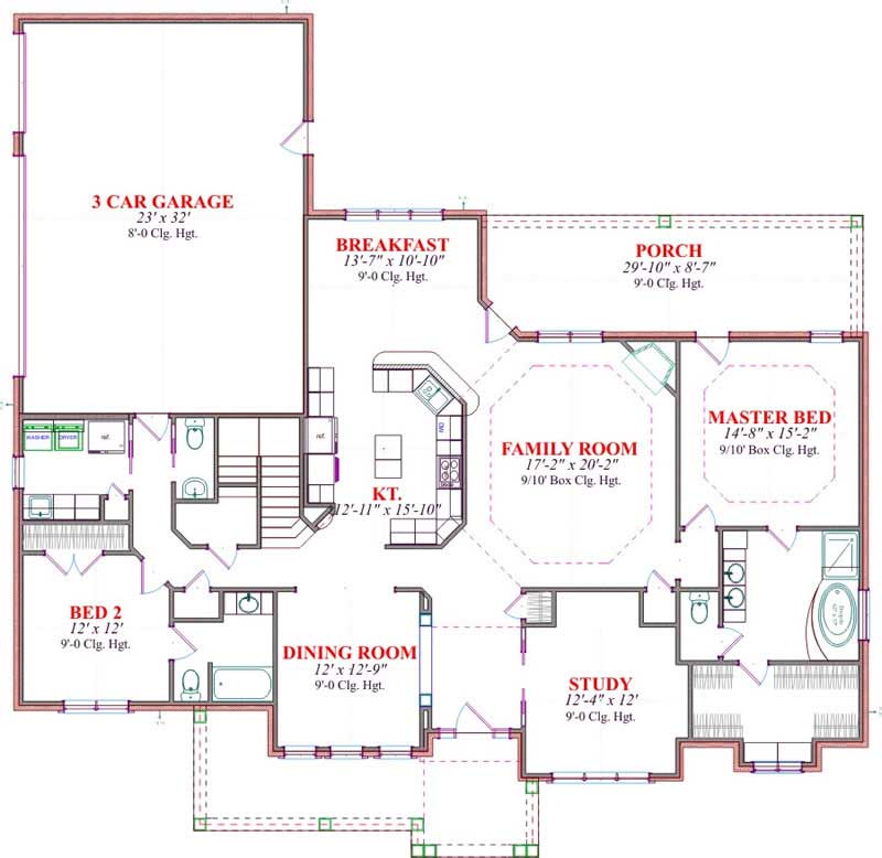 Floor Plan First Story of Traditional Plan #144-1037