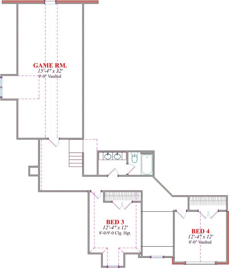 Floor Plan Second Story of Traditional Plan #144-1037