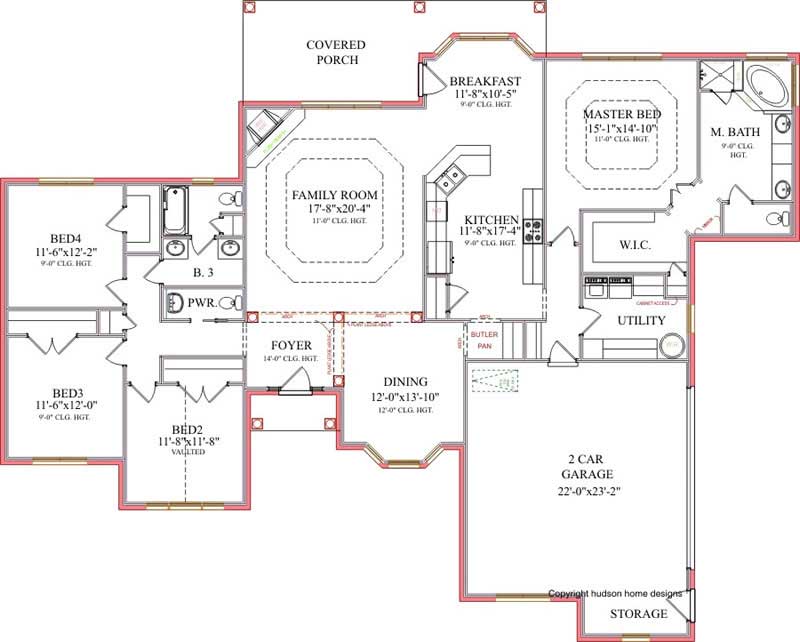 Floor Plan First Story of Contemporary Plan #144-1040