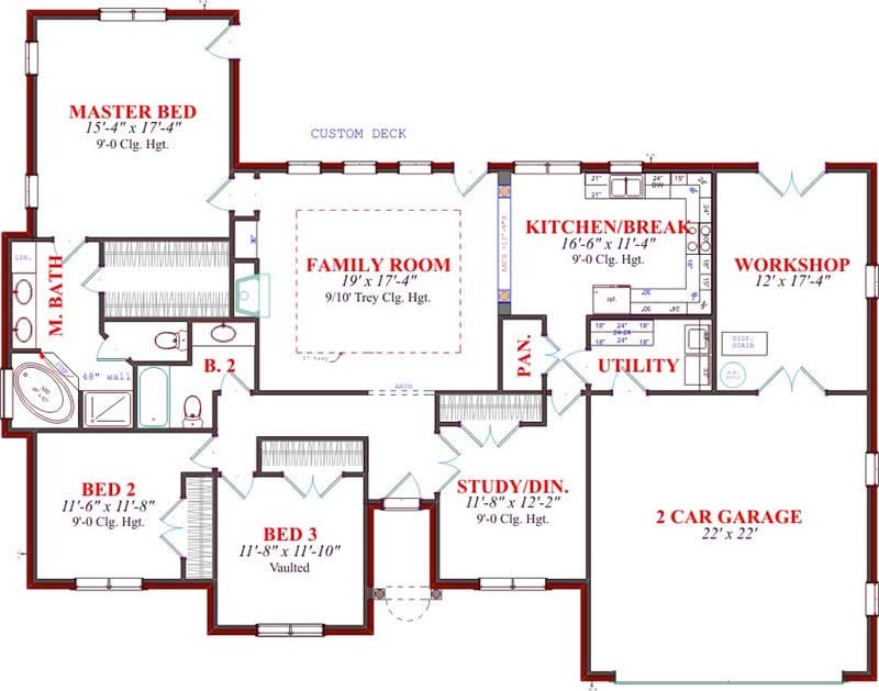 Floor Plan First Story of Contemporary Plan #144-1042