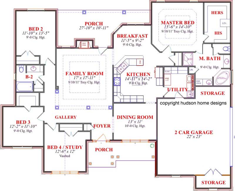 Floor Plan First Story of Contemporary Plan #144-1046