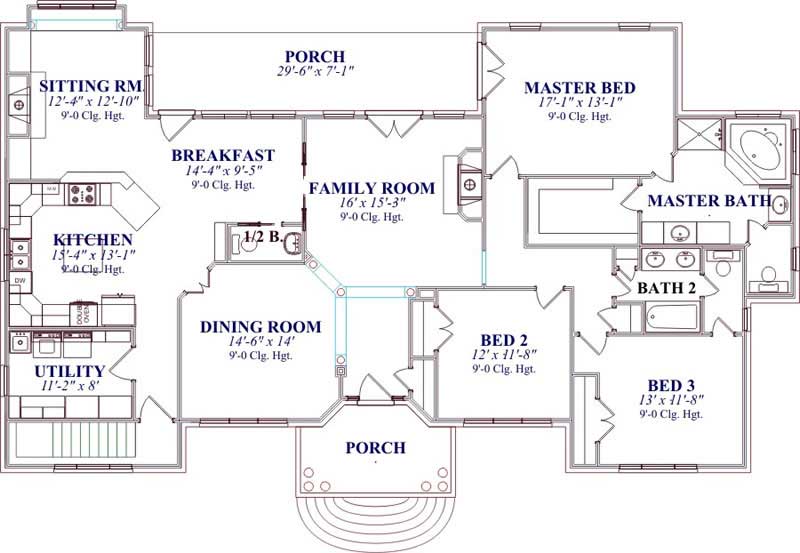 Floor Plan First Story of Contemporary Plan #144-1048