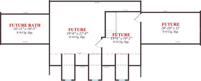 Floor Plan Second Story of Country Plan #144-1049
