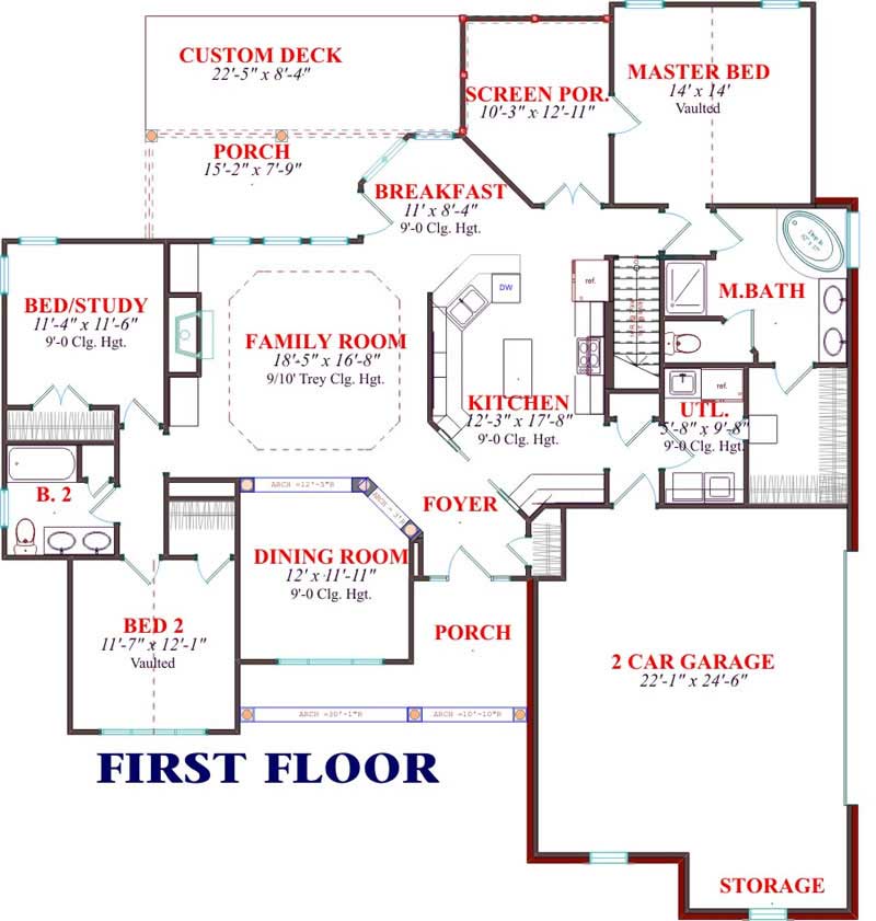 Floor Plan First Story of Contemporary Plan #144-1052